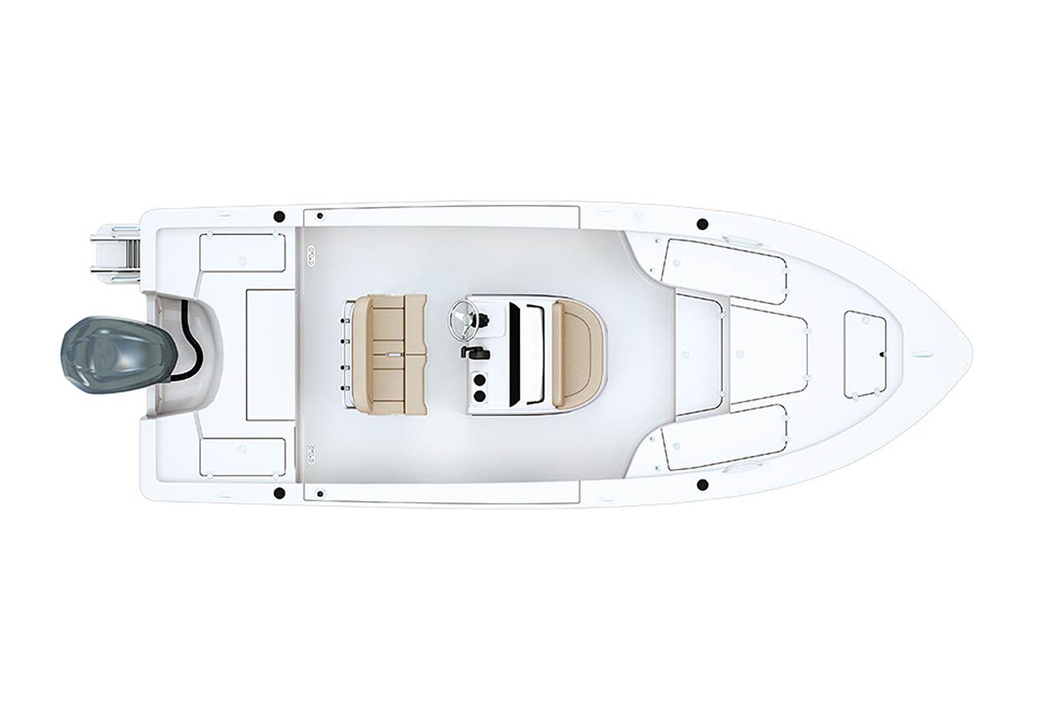 Manufacturer Provided Image: 2024 Sportsman Masters 227 Bay Boat, top view, spacious deck layout, center console, and seating.