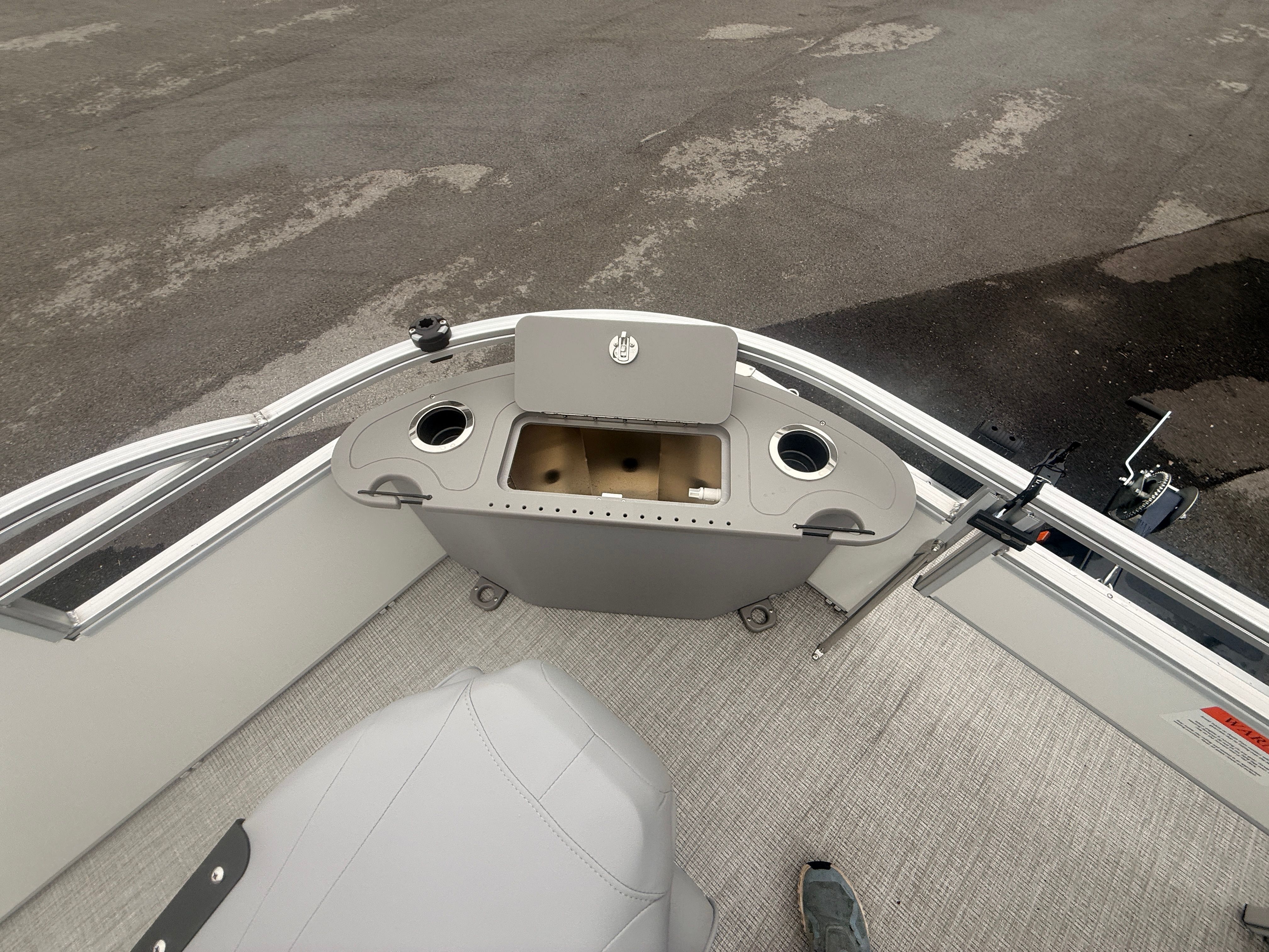 Interior view of the 2026 Landau Alure 23CC Fish boat.