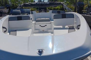 2026 Tahoe T16 boat with sleek white seating and modern design.