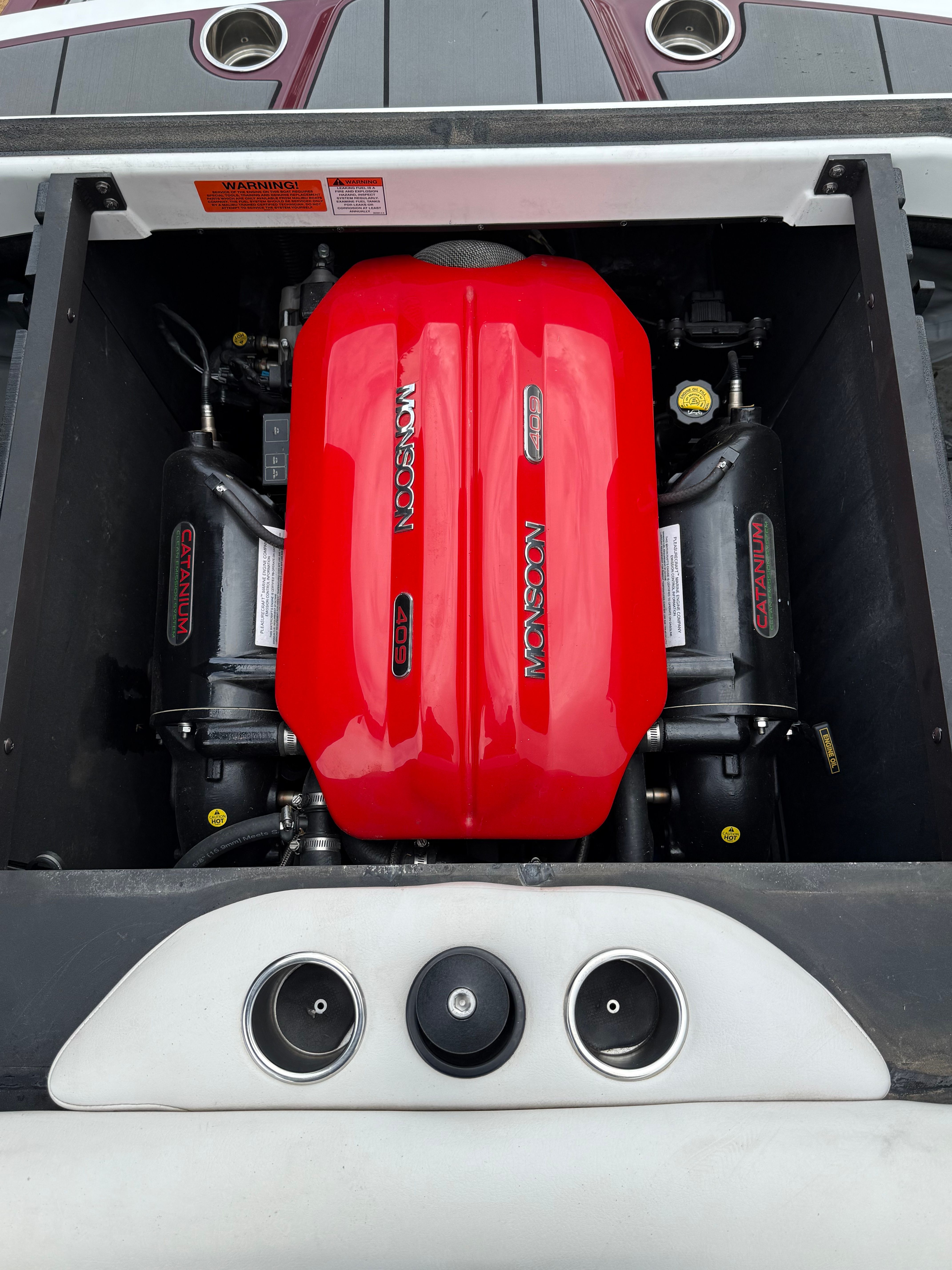 2018 Axis A20 boat engine with red Monsoon cover.