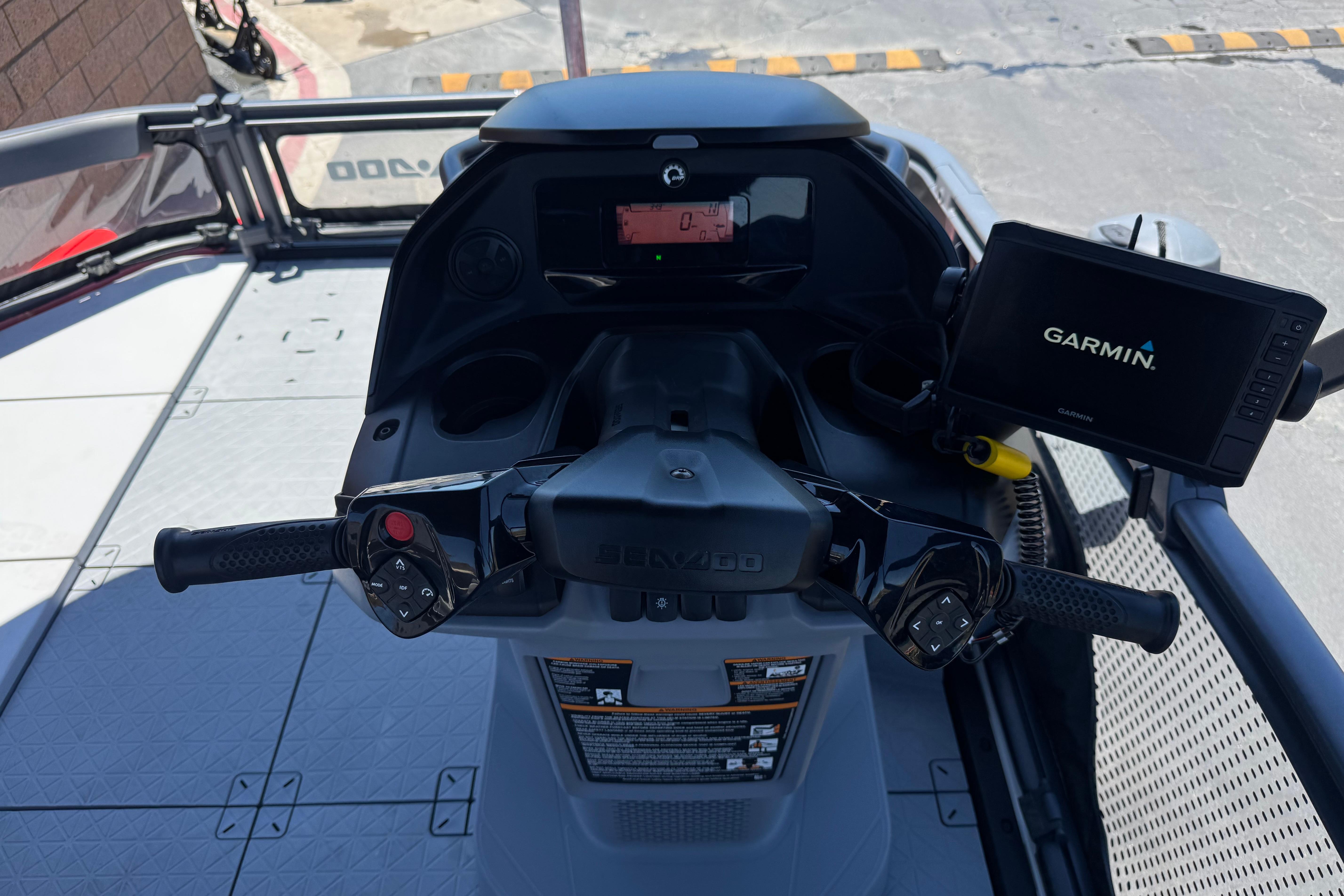 2024 Sea-Doo Switch Compact dashboard with Garmin navigation system.