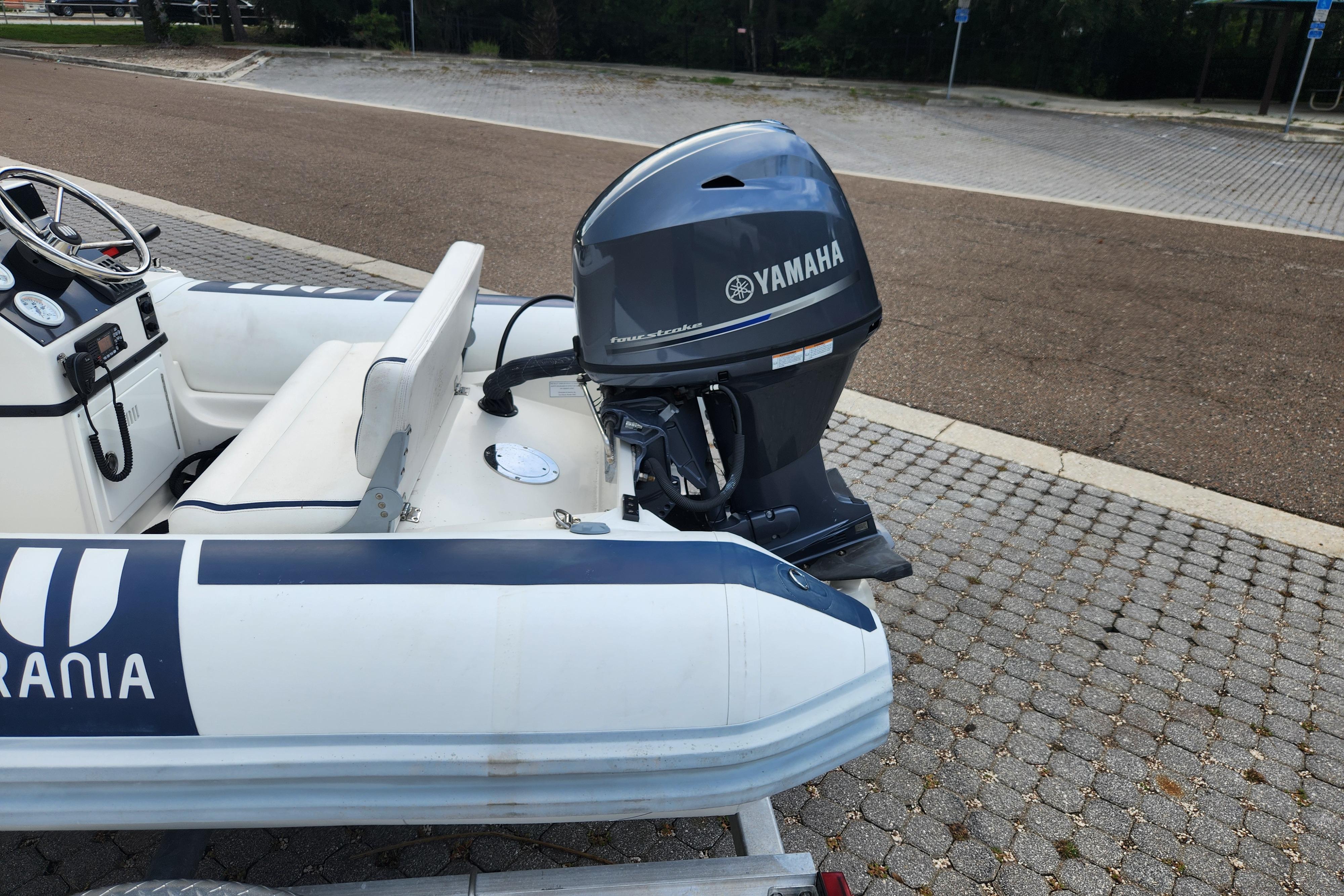 2019 Novurania DL 400 boat with Yamaha outboard motor on a trailer.