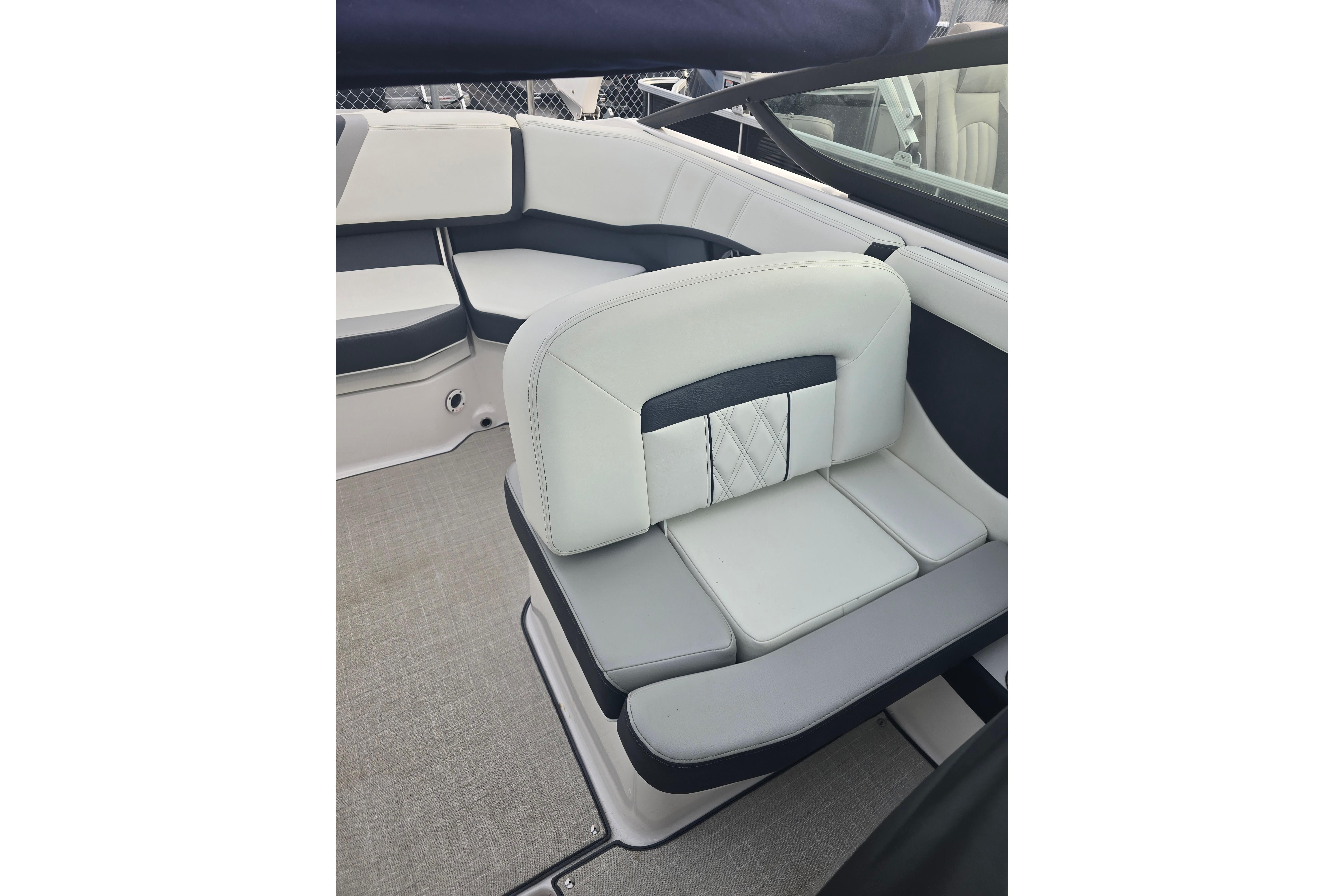 2022 Regal 2000 ES boat interior with white and gray seating.