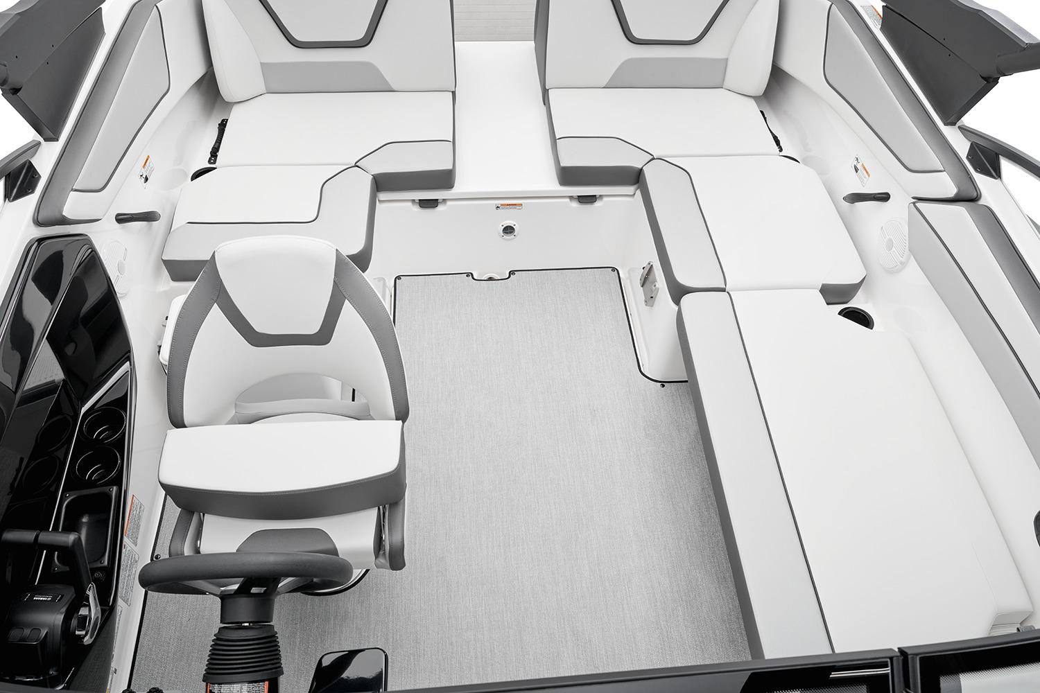 Manufacturer Provided Image: 2026 Yamaha Boats AR220 interior with sleek white and gray seating design.