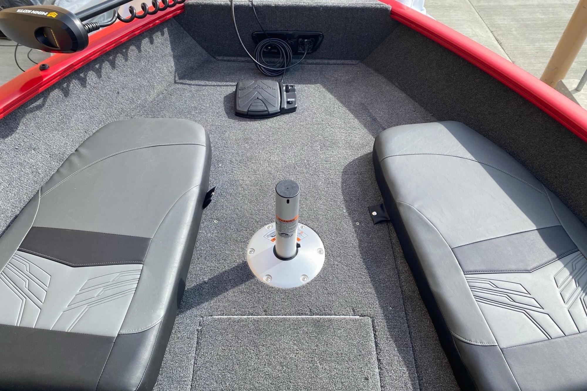 Interior of 2026 Tracker Pro Guide V-175 Combo with gray seats.