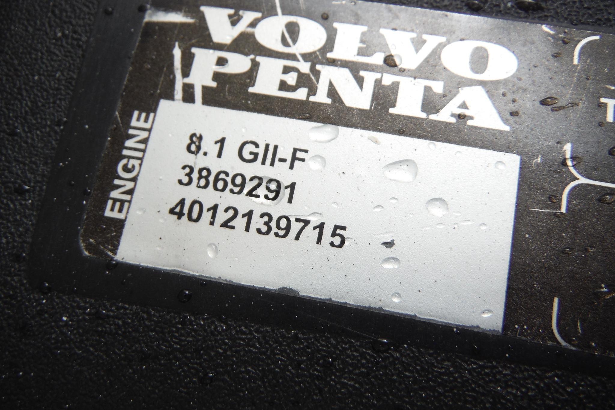 Volvo Penta engine label on 2005 Chaparral Signature 350, model 8.1 GII-F.