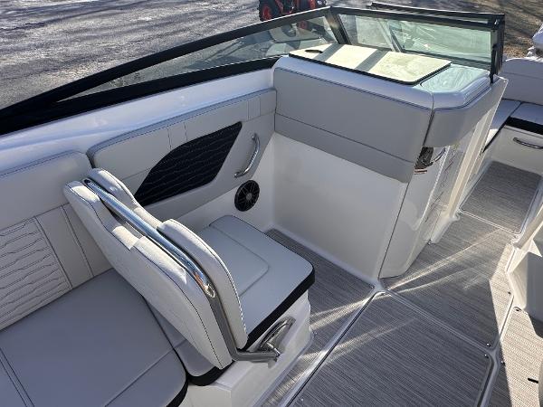 2025 Sea Ray SPX 230 OB boat interior with modern seating and sleek design.