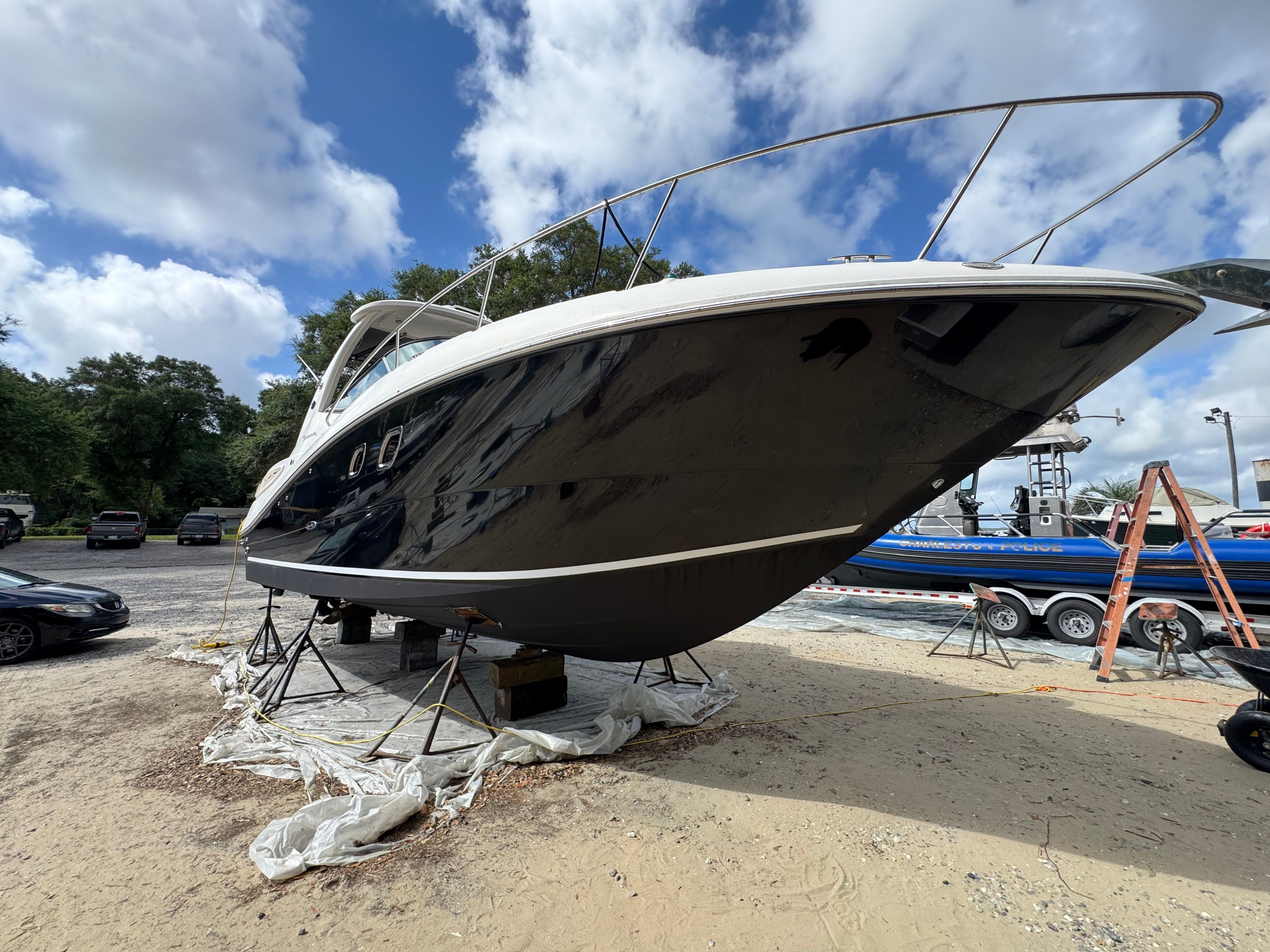 2007 Sea Ray Sundancer 310 on a dry dock.