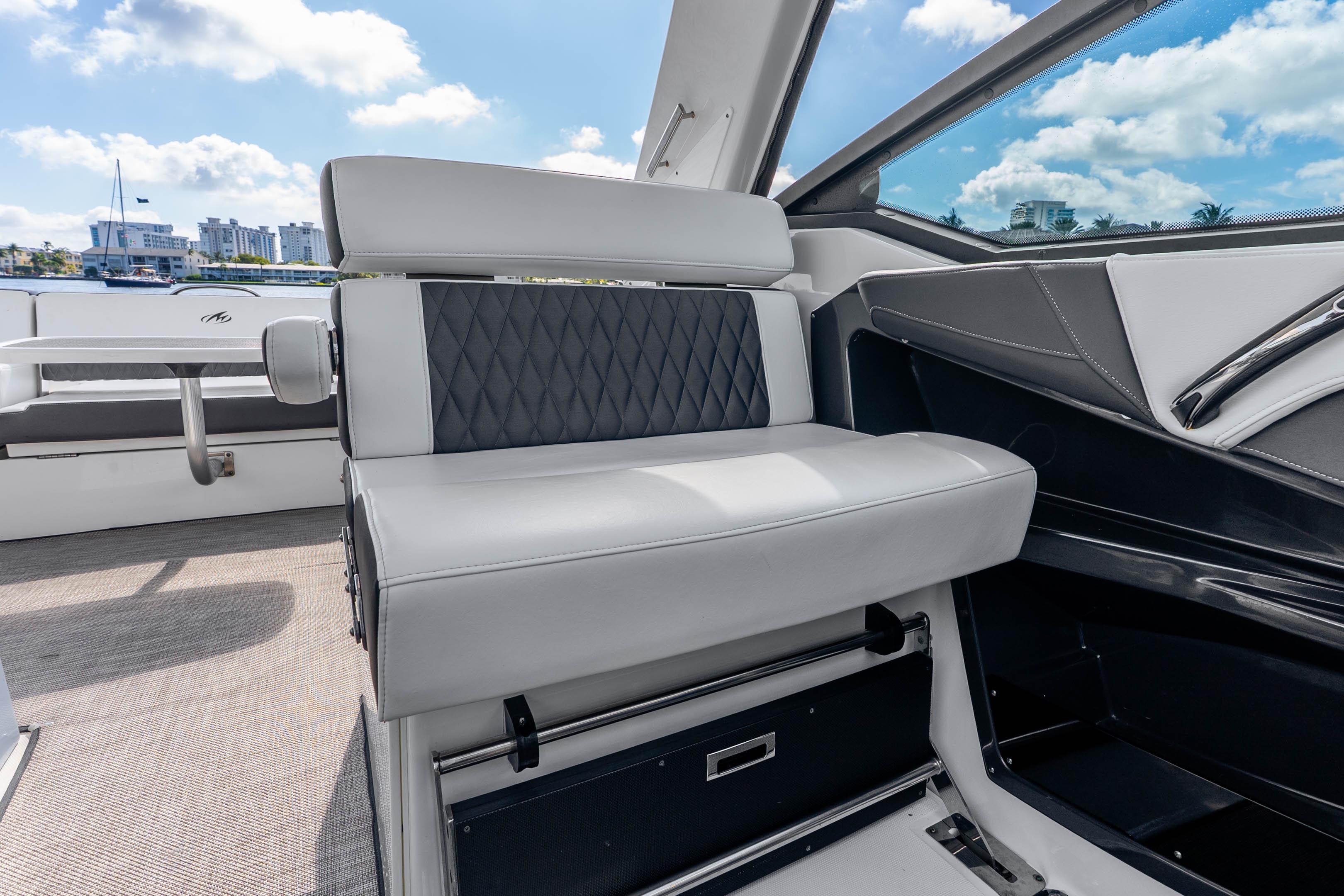2022 Monterey 378SS Super Sport boat interior with luxurious seating and modern design.