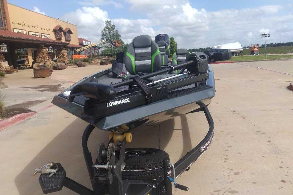 2026 Ranger RT198P boat with Lowrance equipment, parked outdoors on a sunny day.