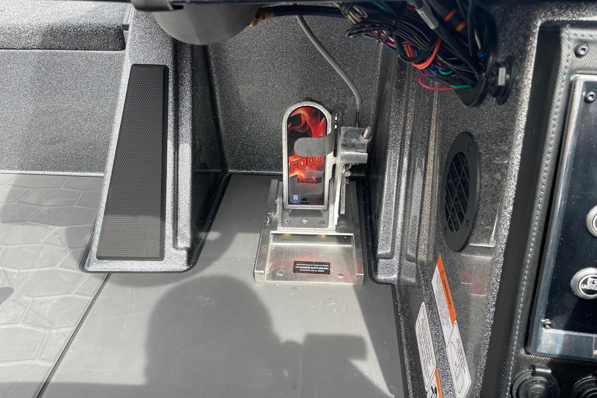 Interior view of a 2026 Ranger Z520R boat, showcasing wiring and components.