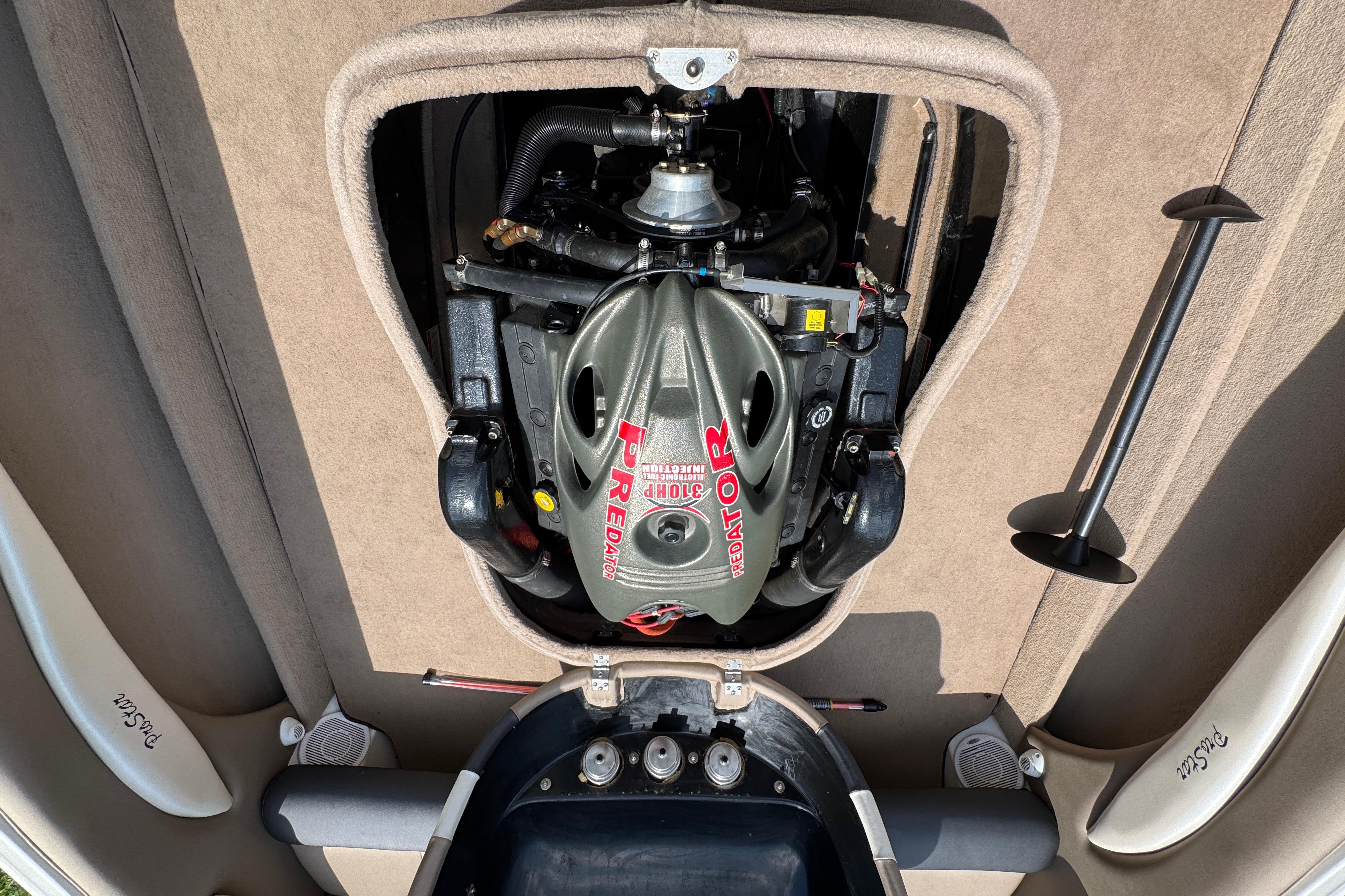 2002 MasterCraft ProStar 209 engine compartment with Predator 310 HP engine.