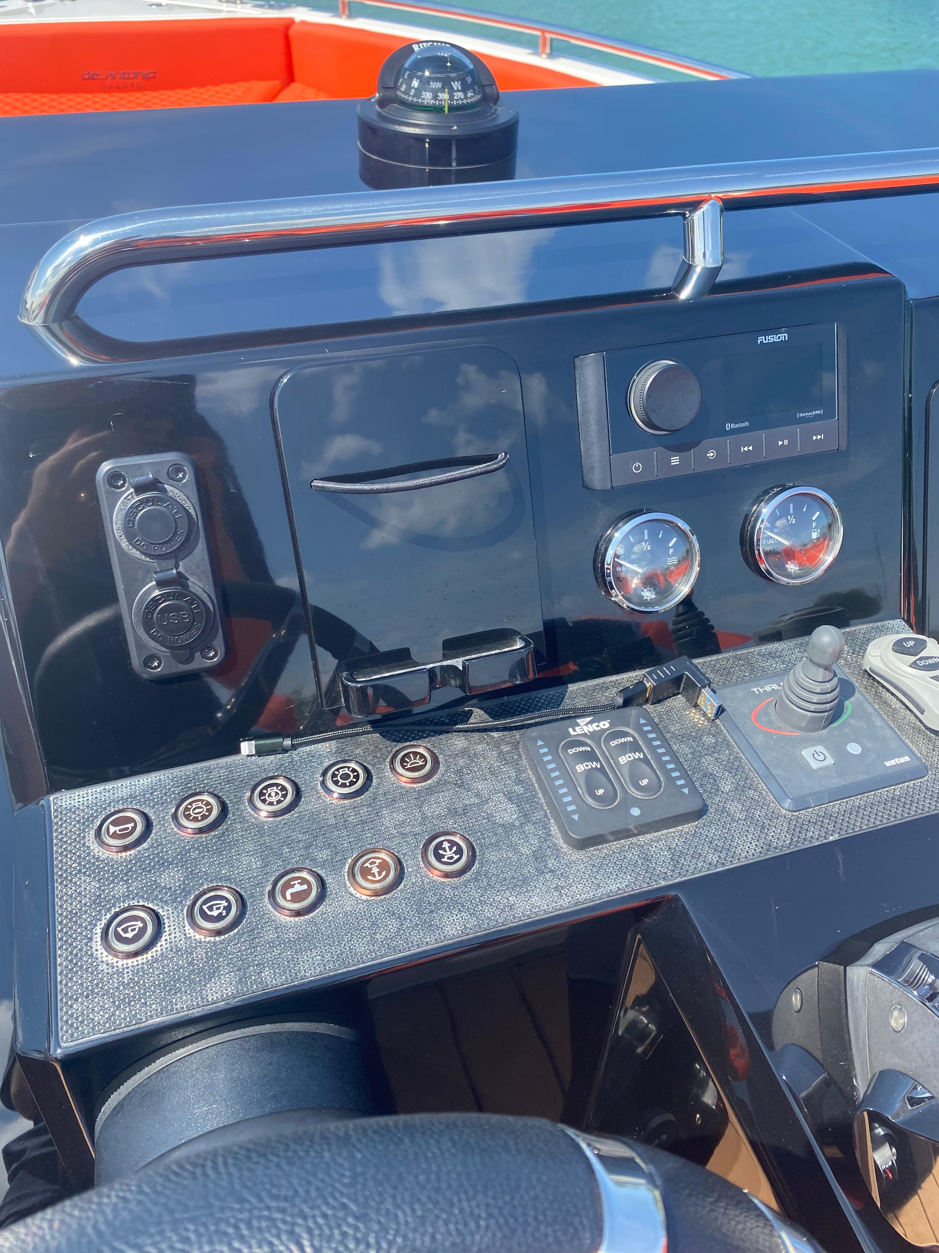Control panel of a 2020 De Antonio Yachts D 28 boat.