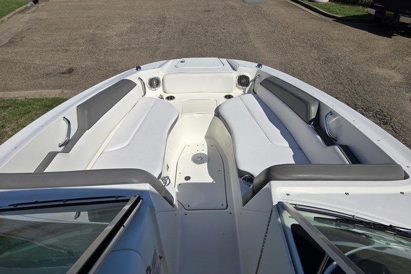 2011 Sea Ray 300 Sundeck boat interior with spacious seating and modern design.