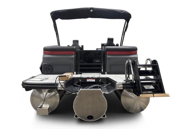 2026 Bennington 24 MFBSF pontoon boat, rear view with ladder and seating.