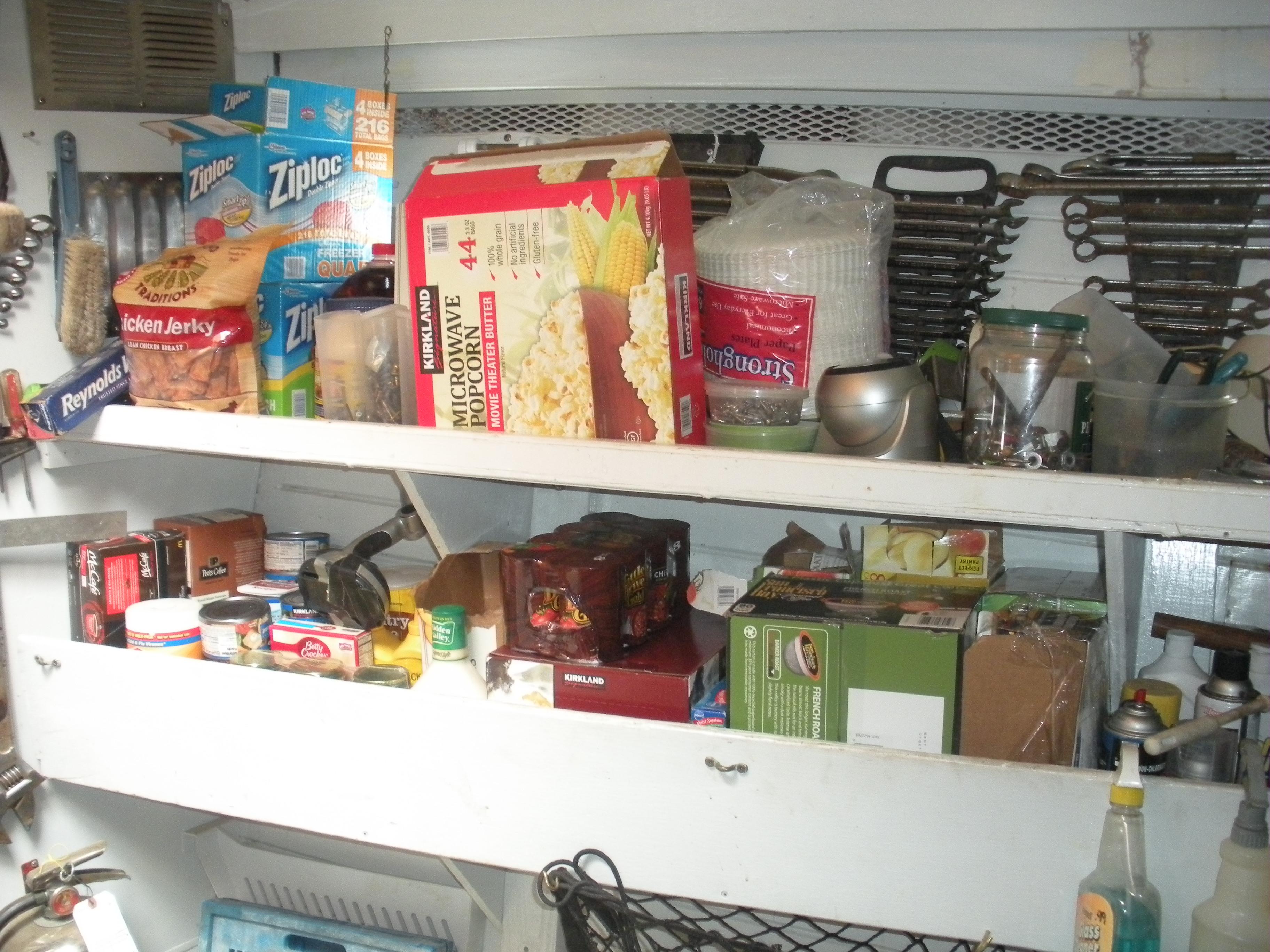 Pantry shelf on 1929 HOFFAR-BEECHING Fantail Yacht.