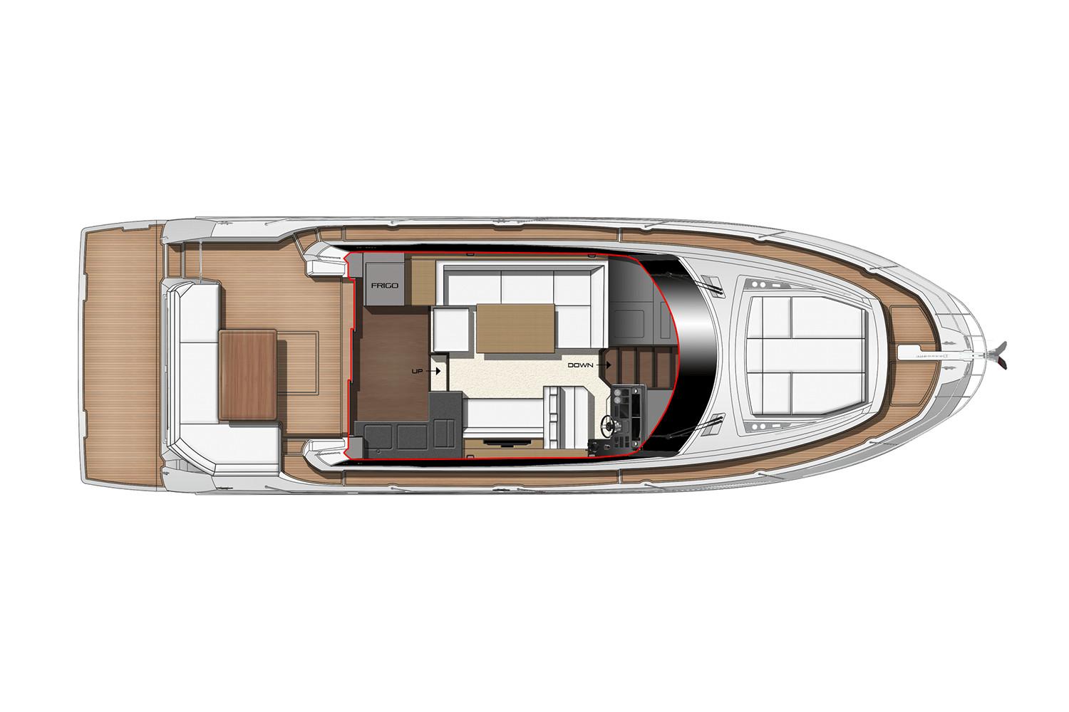 Layout of the Prestige 460 yacht, 2023 model.