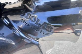 Close-up of Solas propeller on 2019 Stingray 201 DC boat.