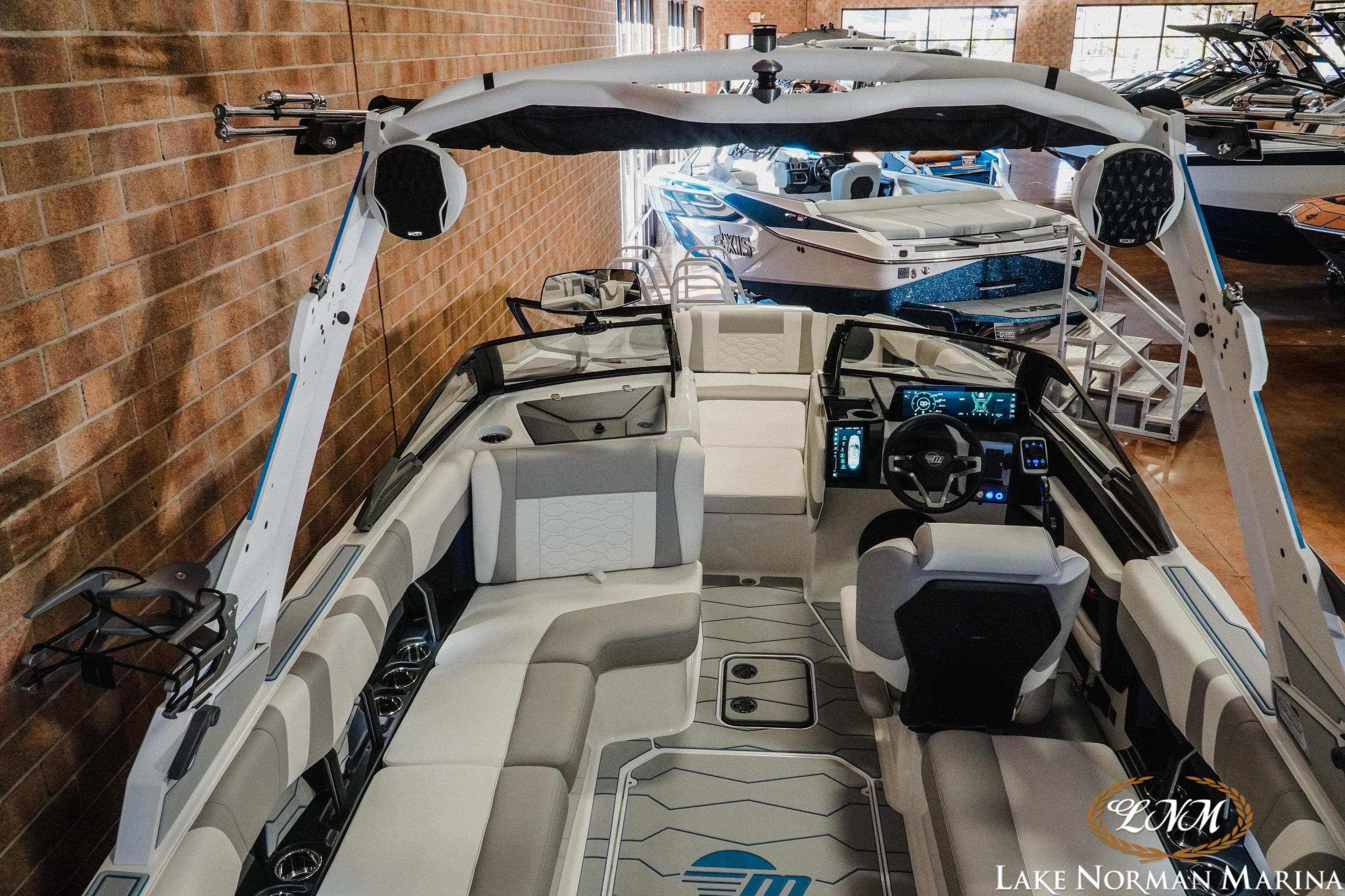 2026 Malibu Wakesetter 22 MXZ interior at Lake Norman Marina, showcasing modern design and technology.