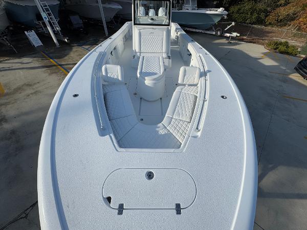 2025 Yellowfin 39 Offshore boat with spacious seating and sleek design.