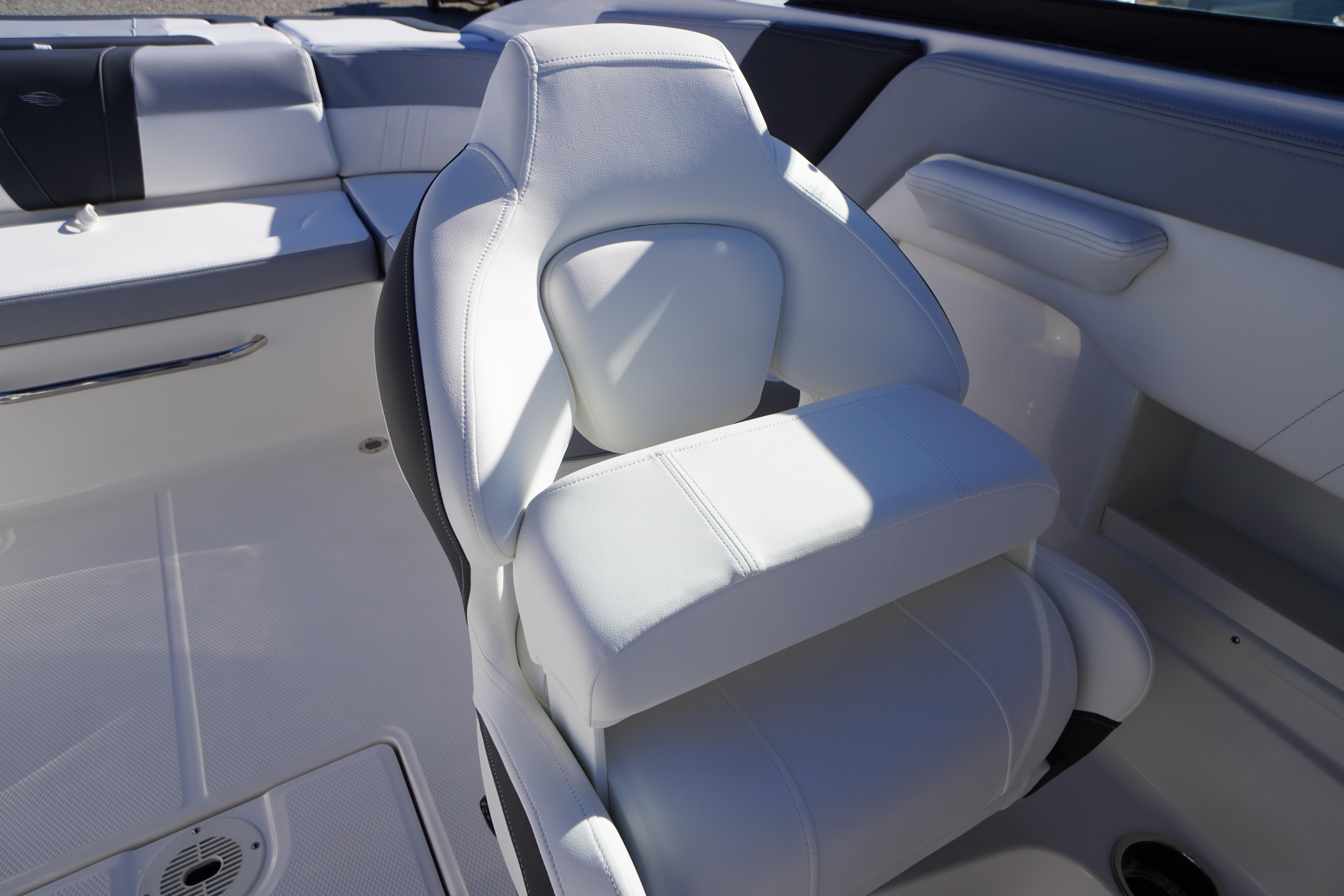 2026 Chaparral 23 SSi boat interior with white seating and modern design.