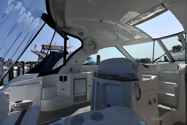 2010 Cruisers Yachts 390 Sports Coupe interior with modern design and spacious seating.
