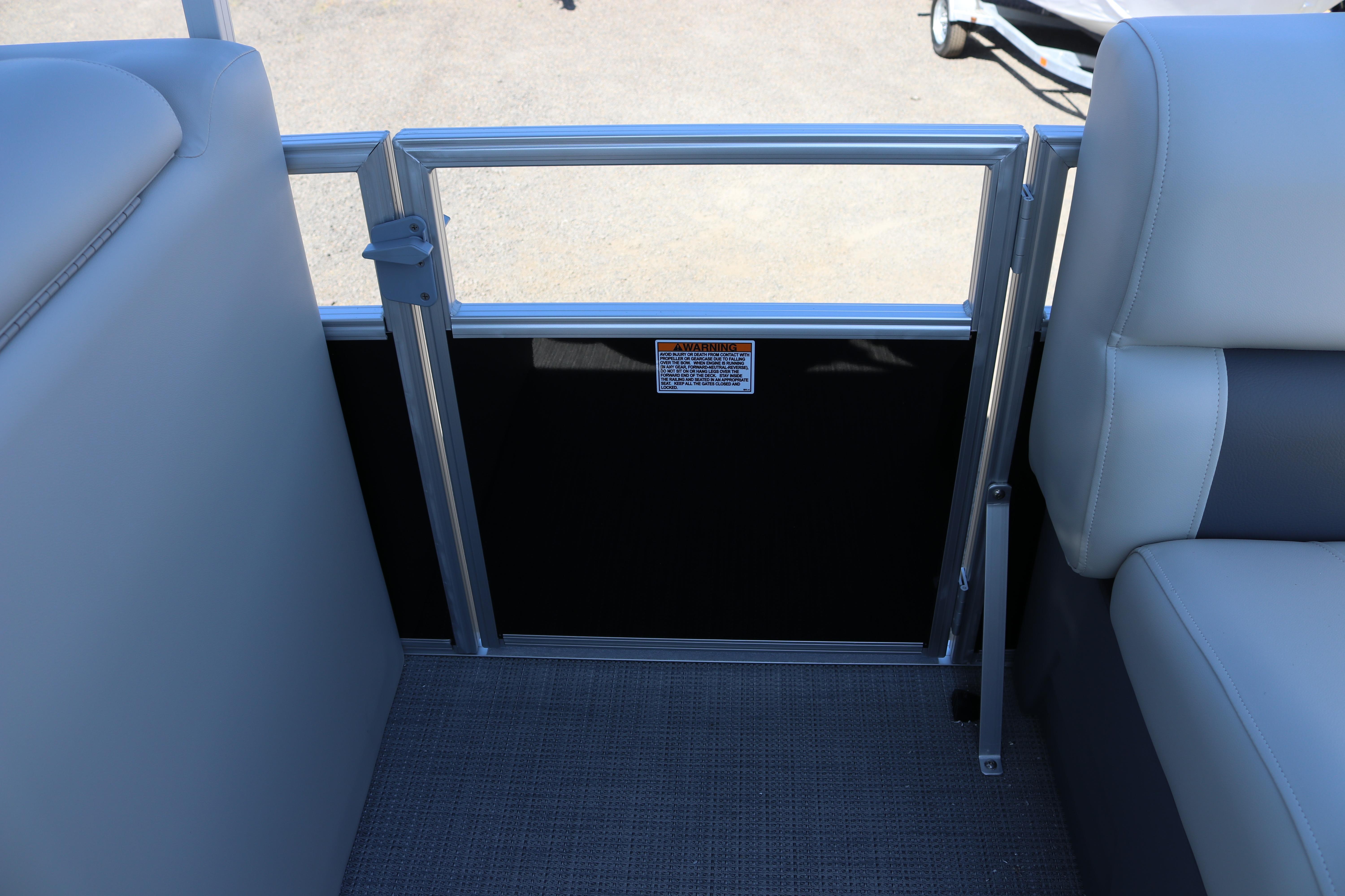 Interior view of 2025 SunChaser Vista 20 Fish pontoon boat seating area.