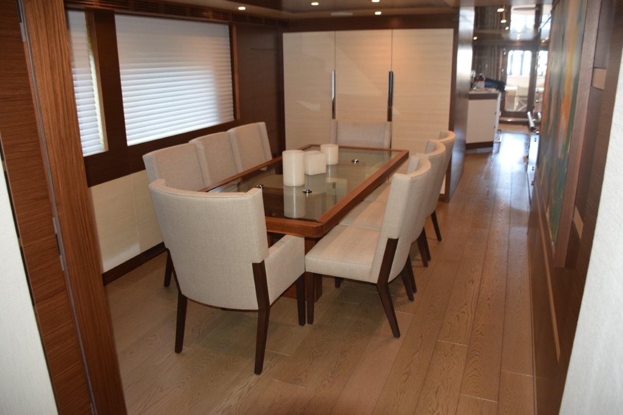 Dining area view aft towards salon