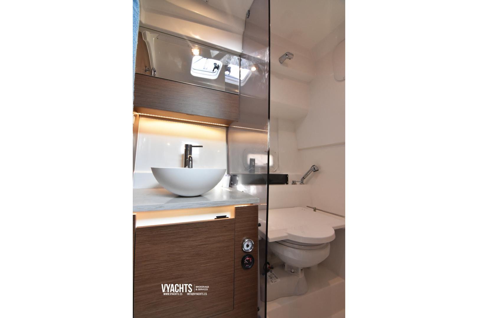 2024 Jeanneau Cap Camarat 10.5 WA Series2 bathroom with modern sink and toilet.