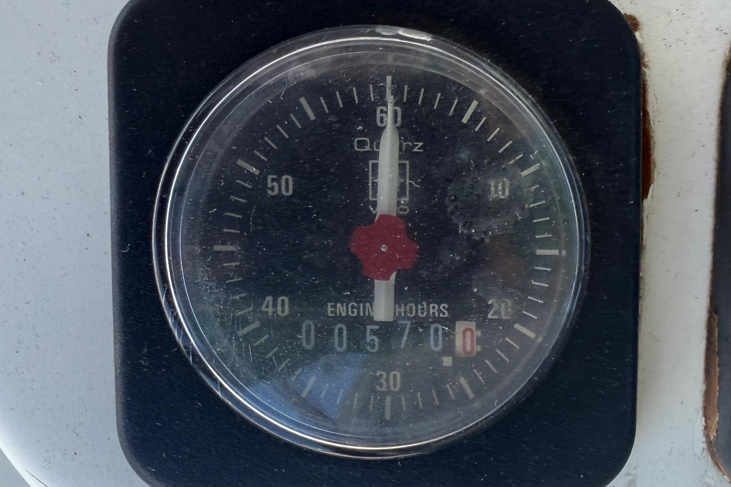 Engine hour meter showing 5700 hours on a 2002 Beneteau Oceanis Clipper 311.