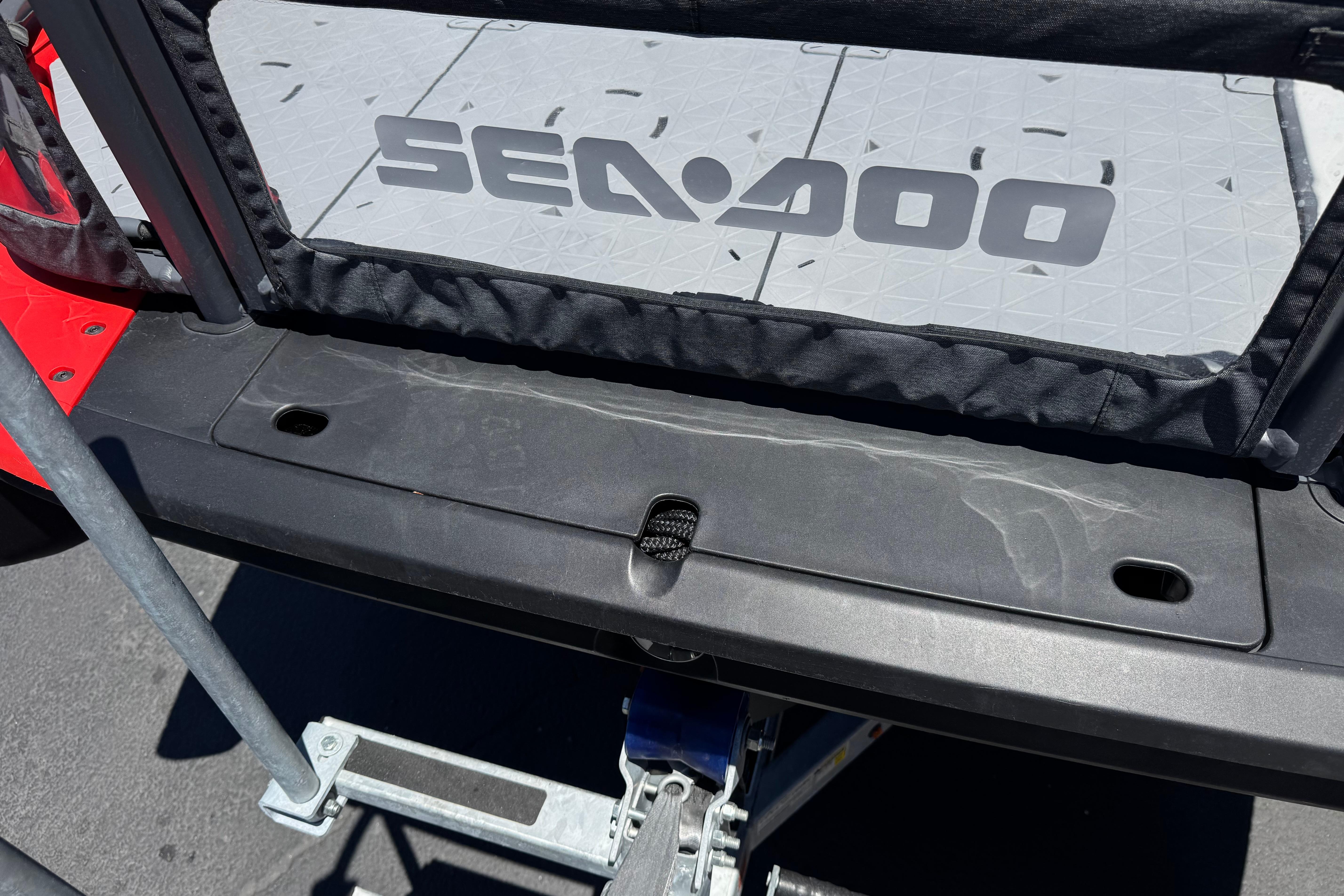 2024 Sea-Doo Switch Compact deck with logo, showcasing modern design and functionality.