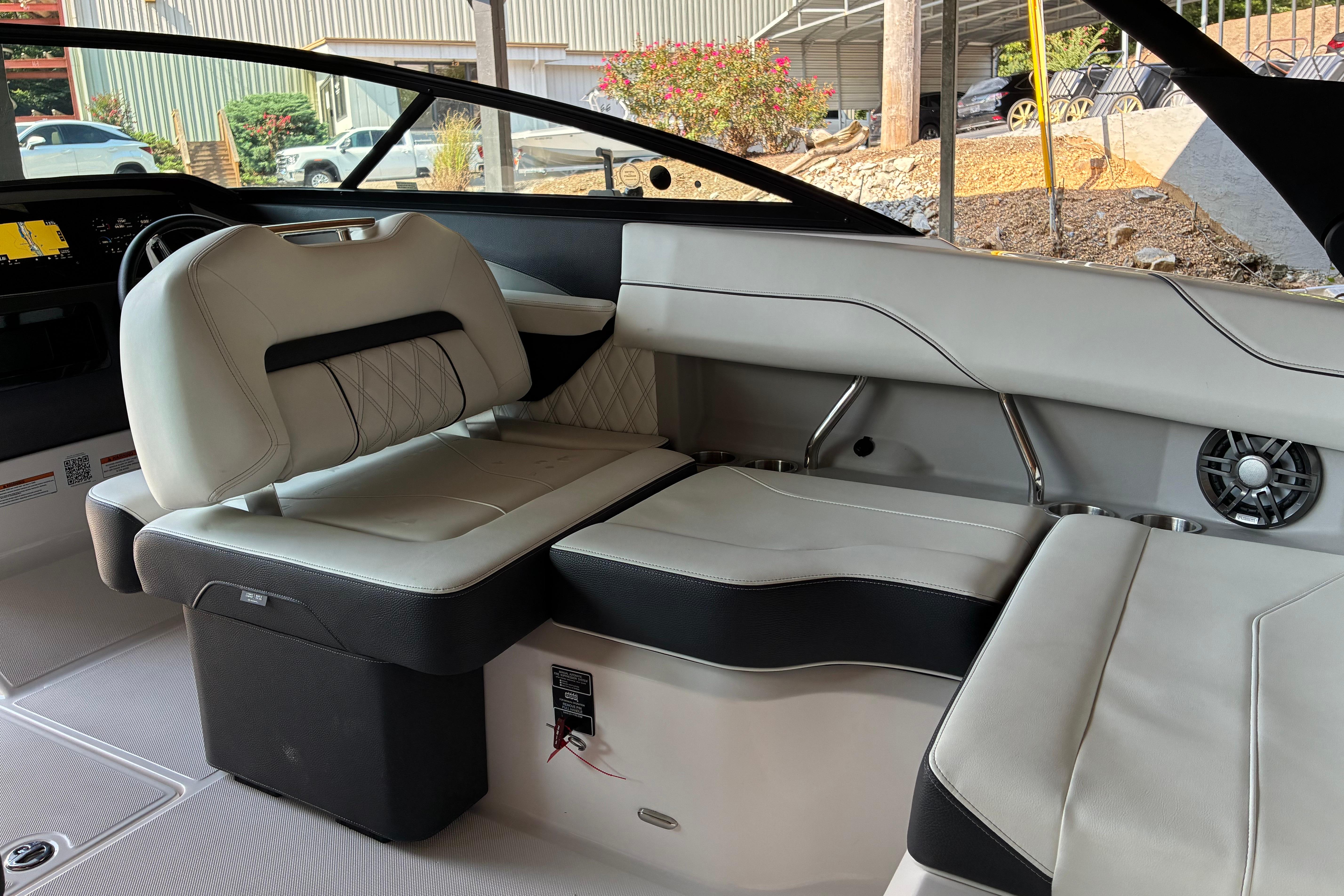 2025 Regal LS2 boat interior with luxurious seating and modern design.