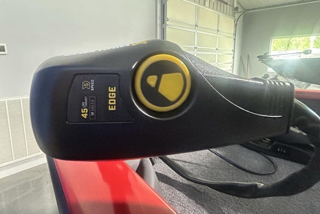 Close-up of a 2026 Tracker Pro Team 175 Crappie Edition boat control panel.