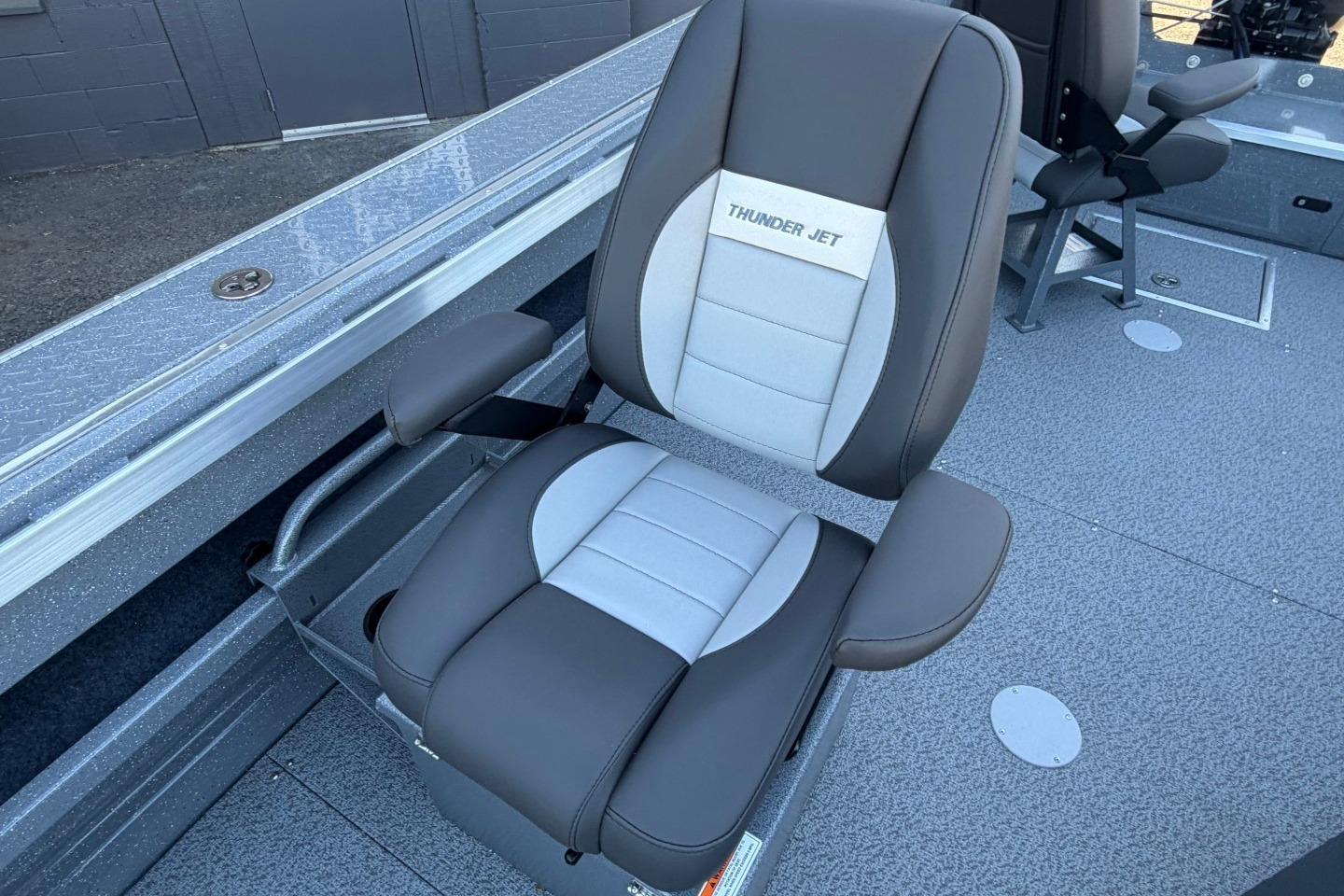 Comfortable seating in the 2026 Thunder Jet 209 Rush OT boat interior.