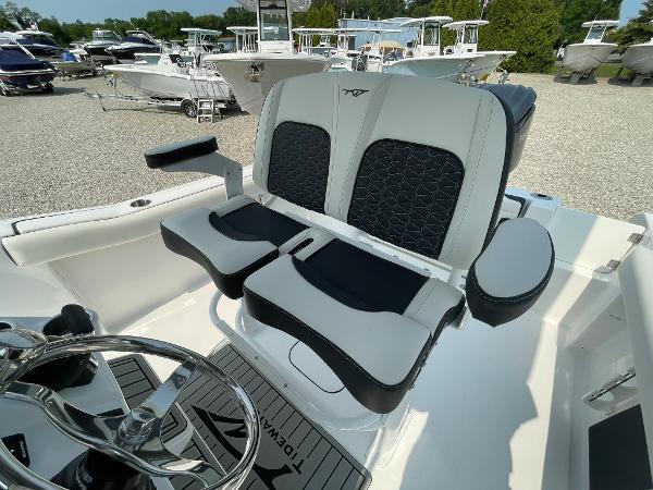 2025 Tidewater 232 CC Adventure boat seating with modern design and comfortable upholstery.
