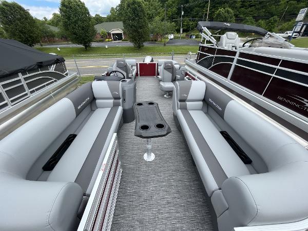 2024 Bennington 22 SVSR pontoon boat with spacious seating and modern design.