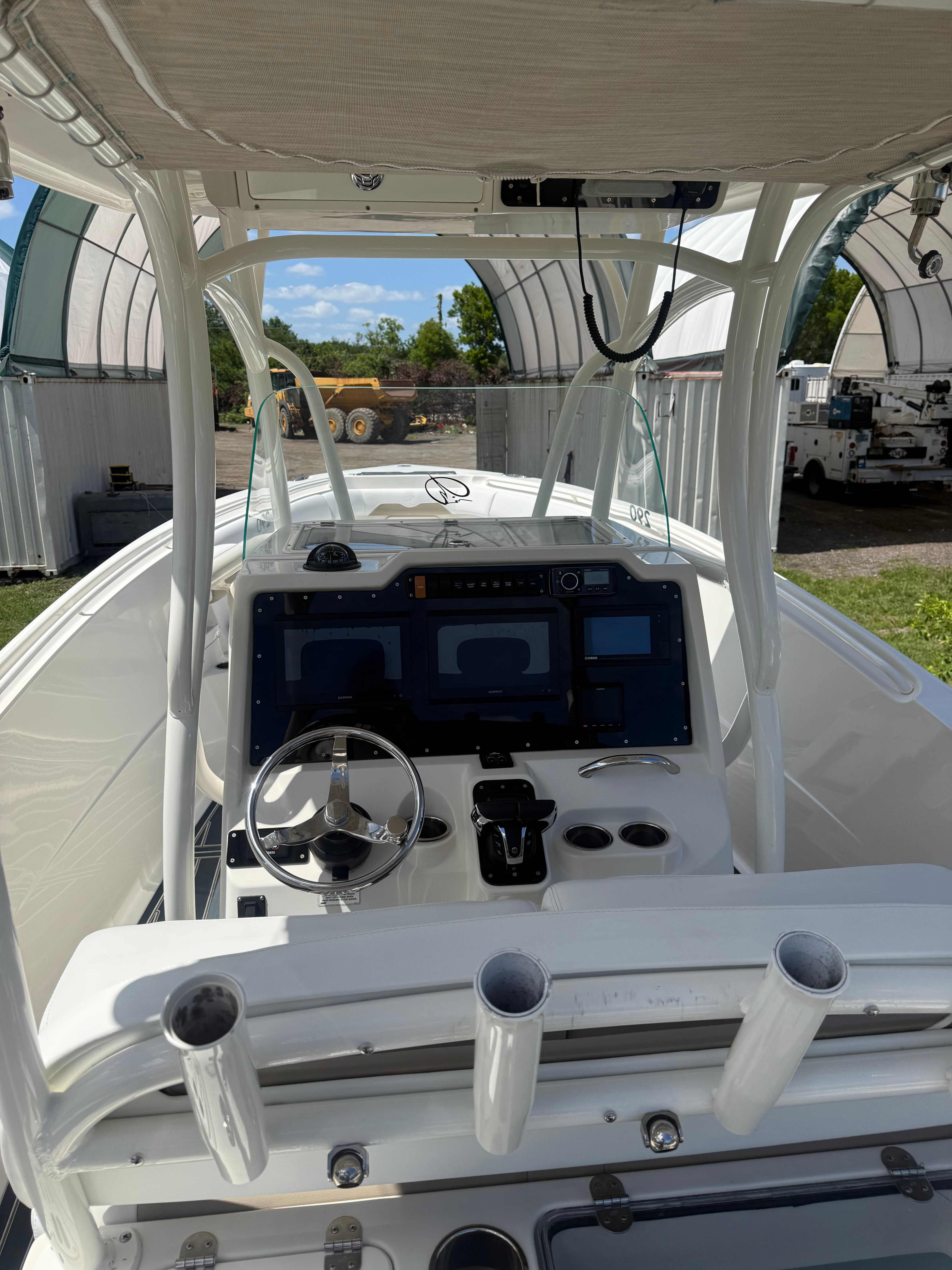 Interior view of a 2015 Sailfish 290 CC boat.