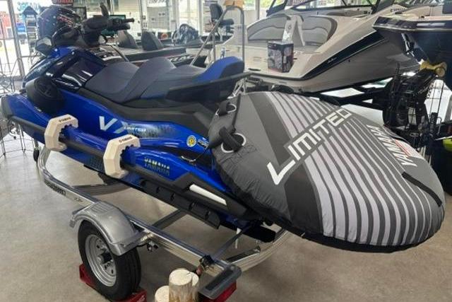 2026 Yamaha WaveRunner VX Limited on trailer, featuring sleek blue design and Limited branding.