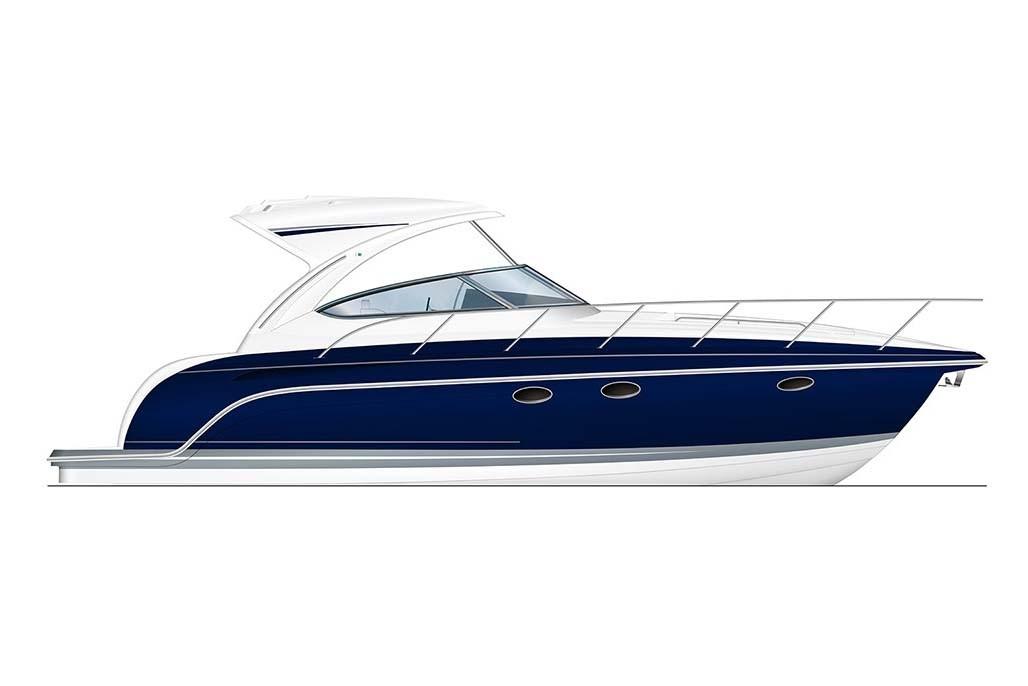 Manufacturer Provided Image: 2021 Formula 34 Performance Cruiser, side view, blue and white luxury boat.