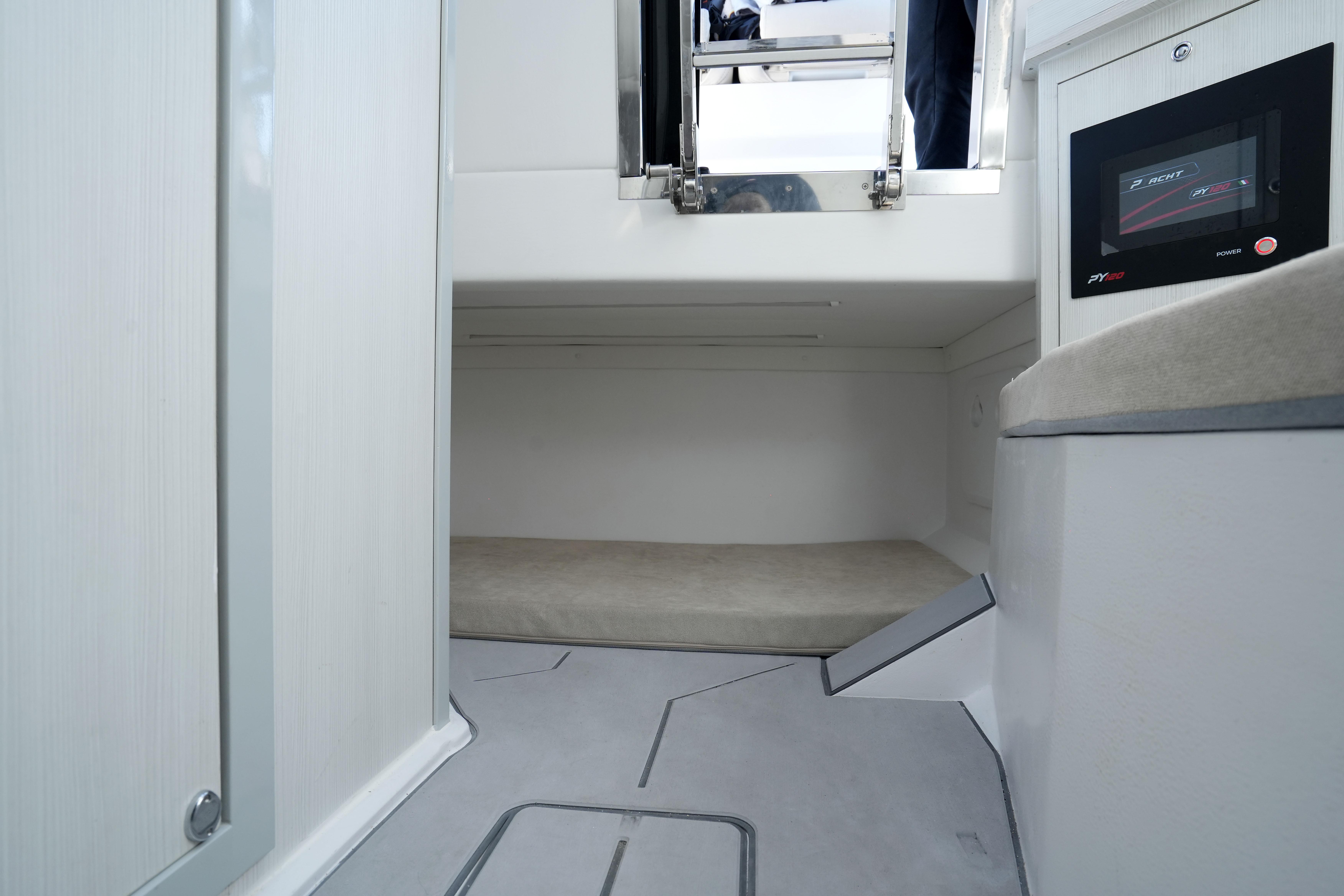 Interior cabin of 2026 PYACHT PY 120 GTS, featuring modern design and control panel.
