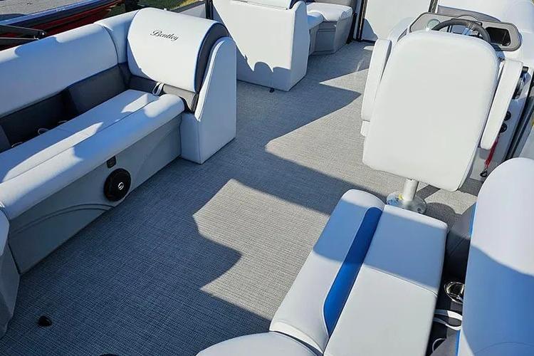 2026 Bentley Pontoons Bolt 223 interior with modern seating and steering area.