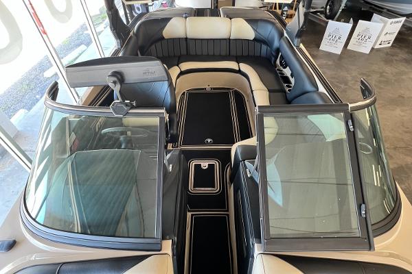 2024 MB F22 Tomcat boat interior with sleek seating and modern design.