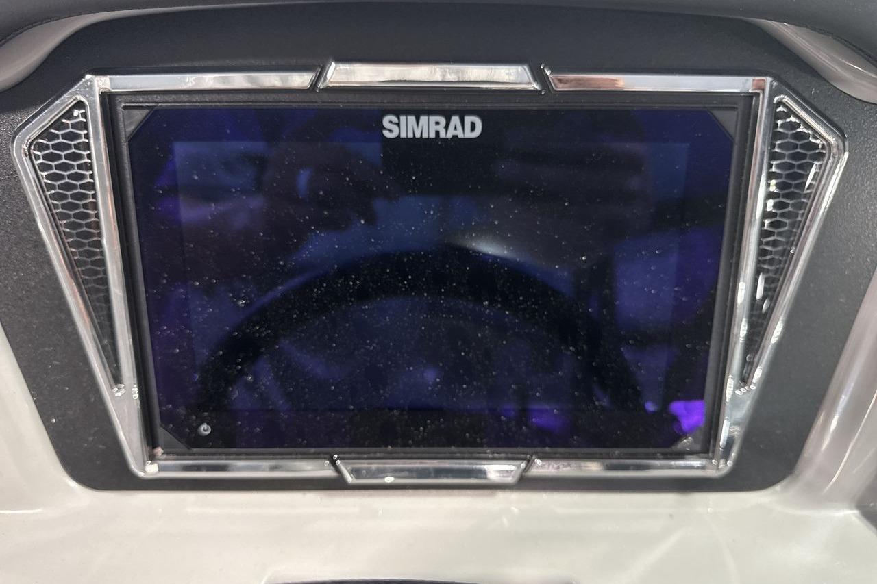 Close-up of a Simrad screen on a Chaparral 23 SSi boat.