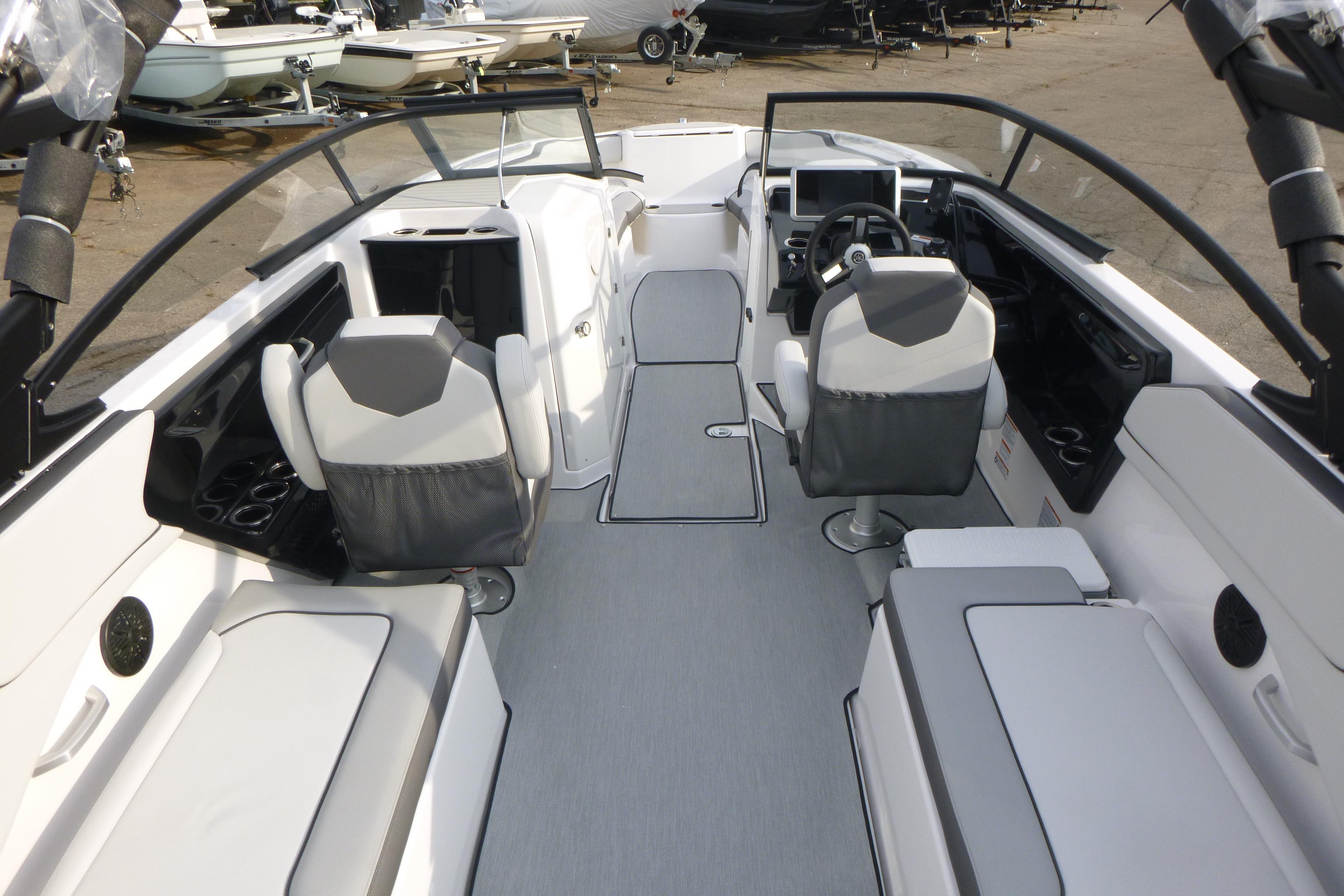 2026 Yamaha Boats AR250 interior with modern seating and sleek design.