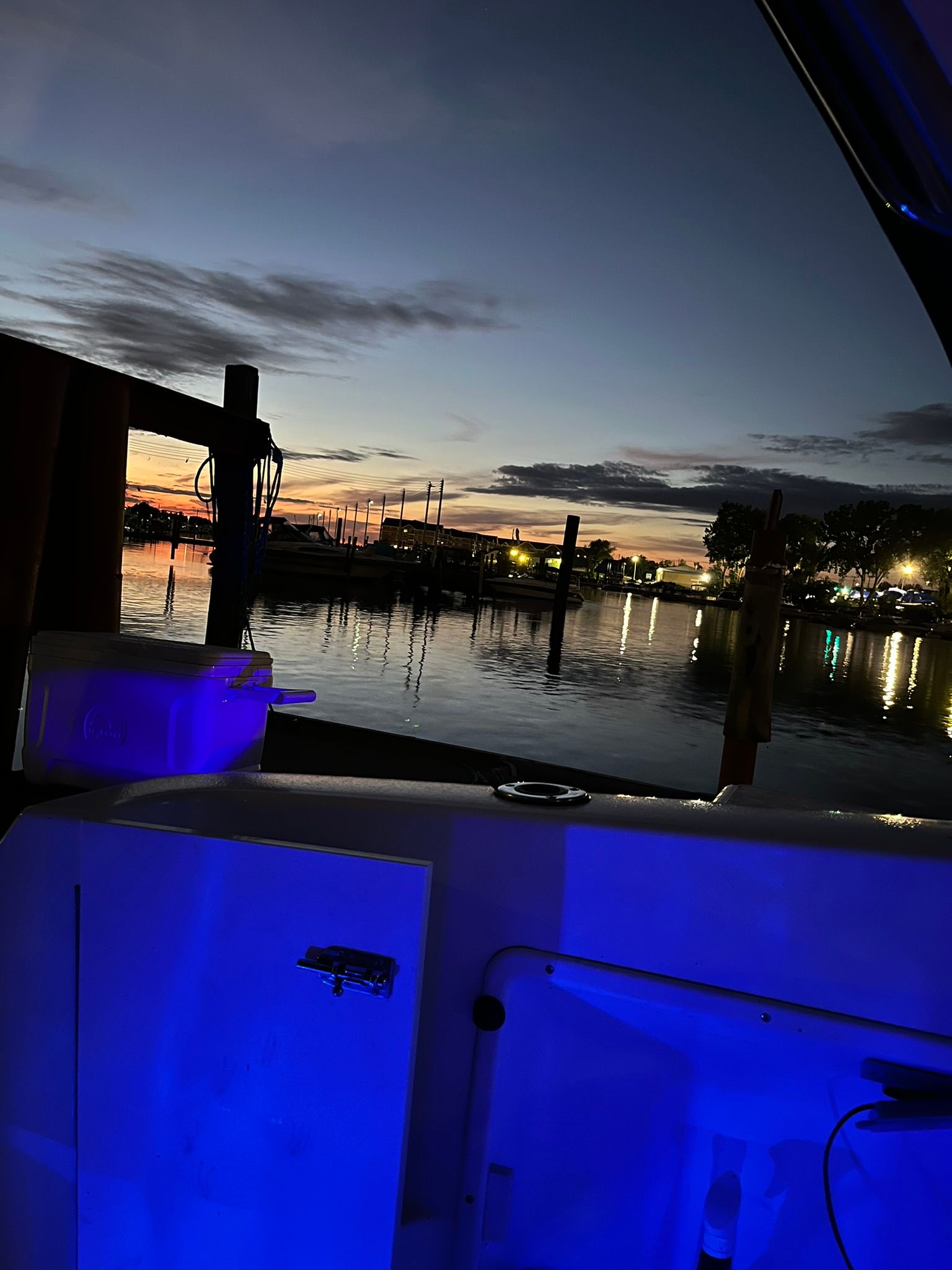 Chaparral Signature 2000 at sunset in the harbor.