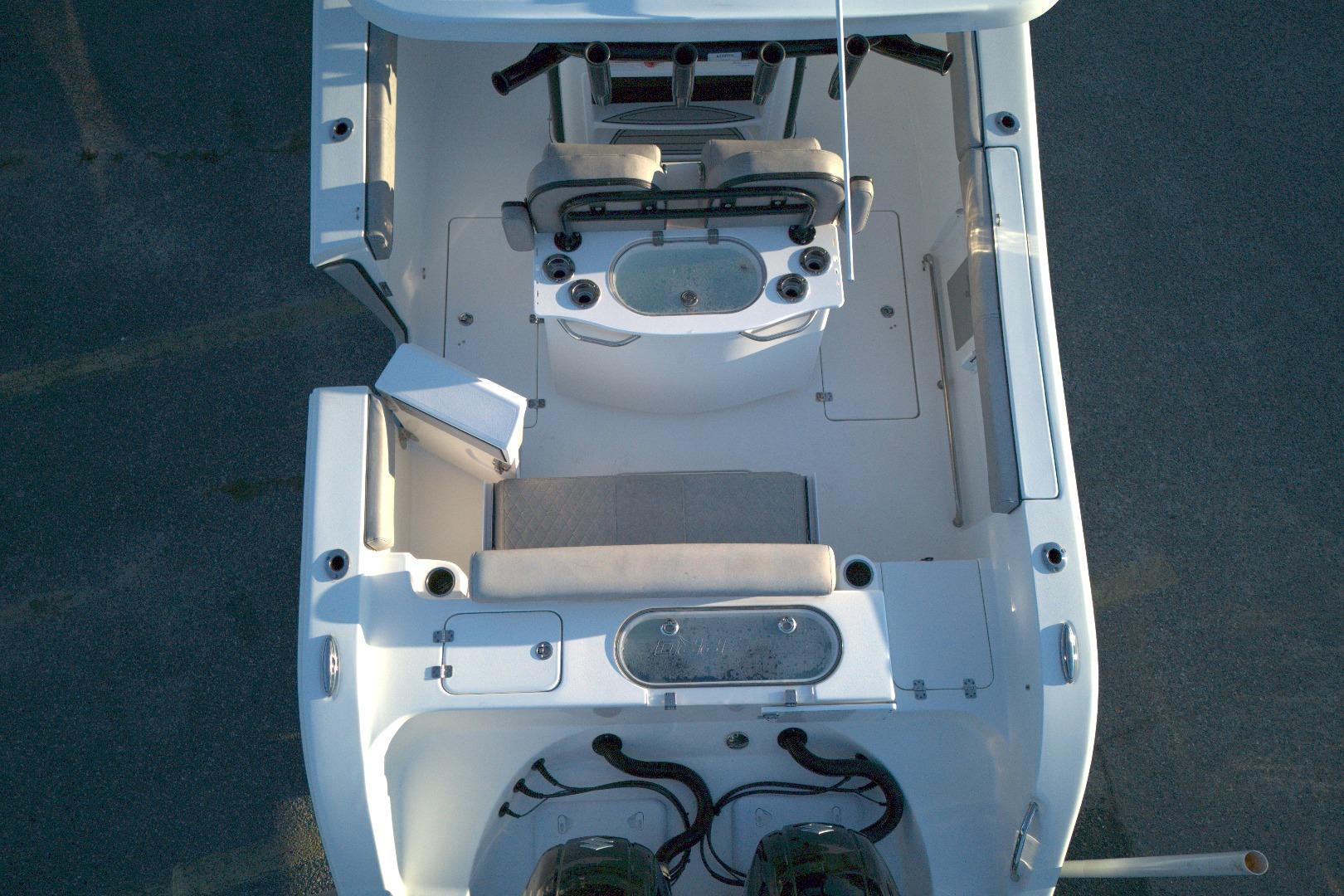 Overhead view of 2021 Sea Pro 259 Center Console boat interior layout.