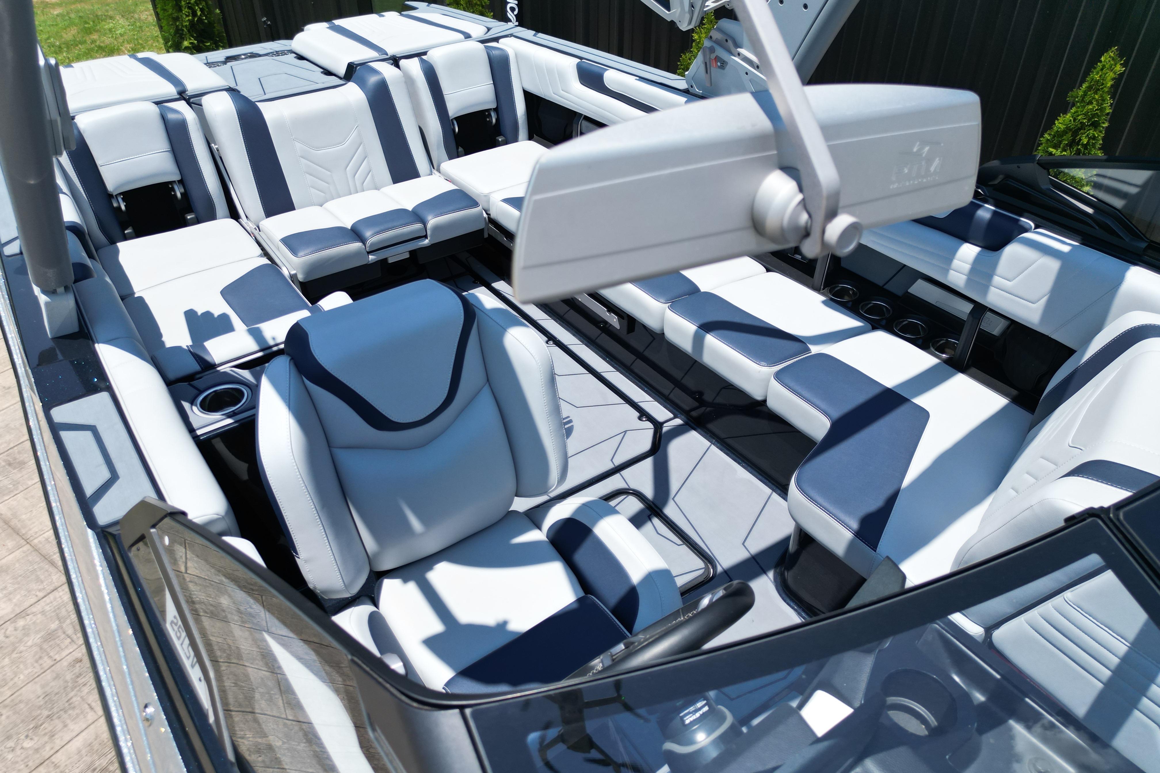 2025 Malibu Wakesetter 25 LSV interior with luxurious seating and modern design.