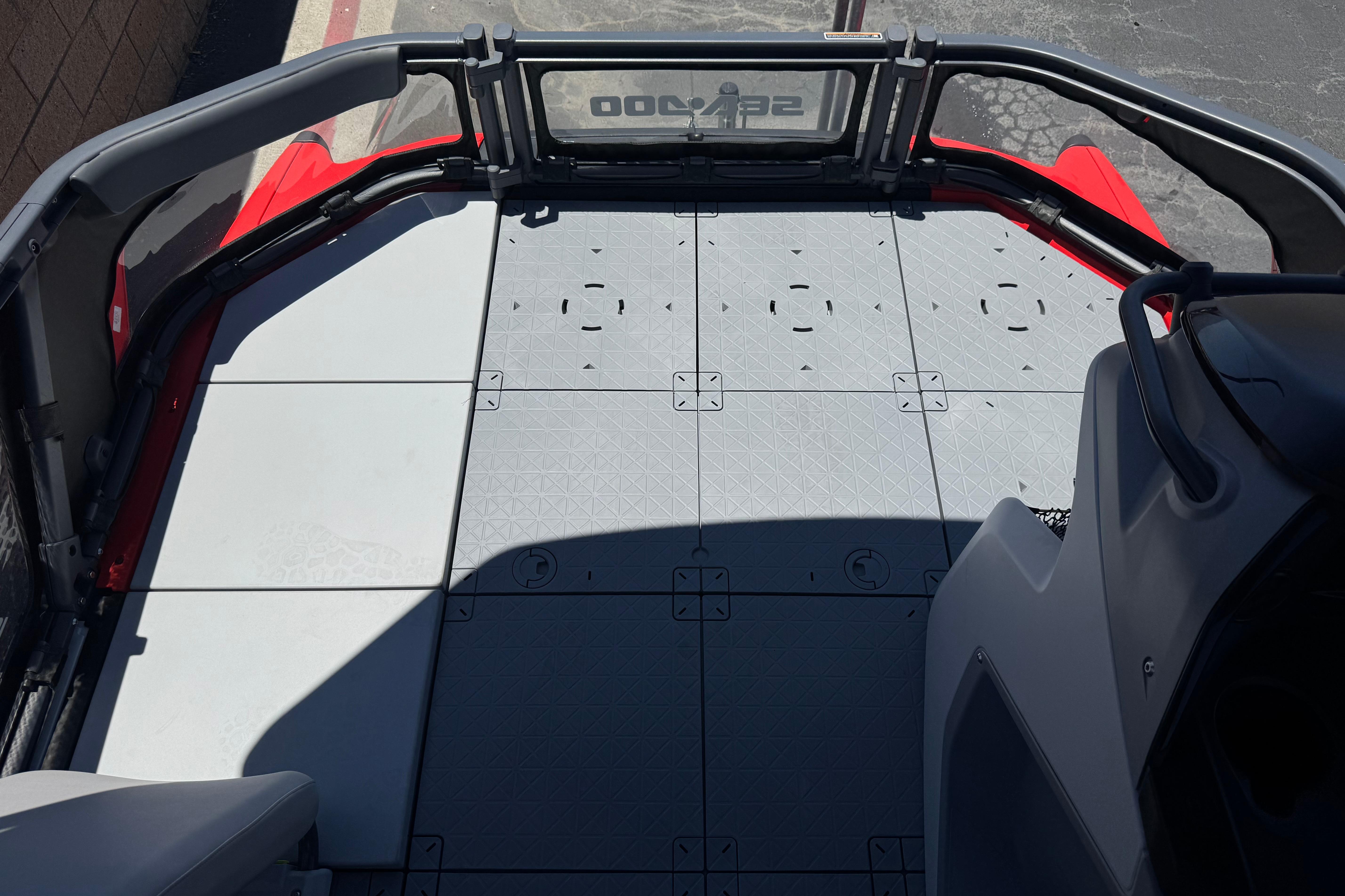 2024 Sea-Doo Switch Compact deck with modular flooring and railing system.