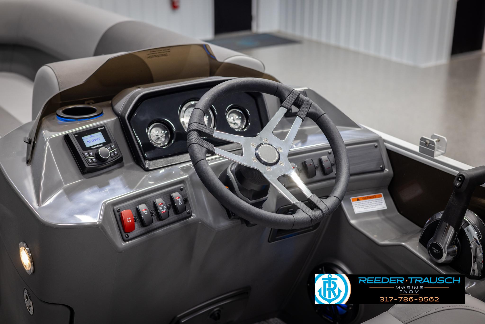 Interior view of Bennington 21 SL 2025 helm console.