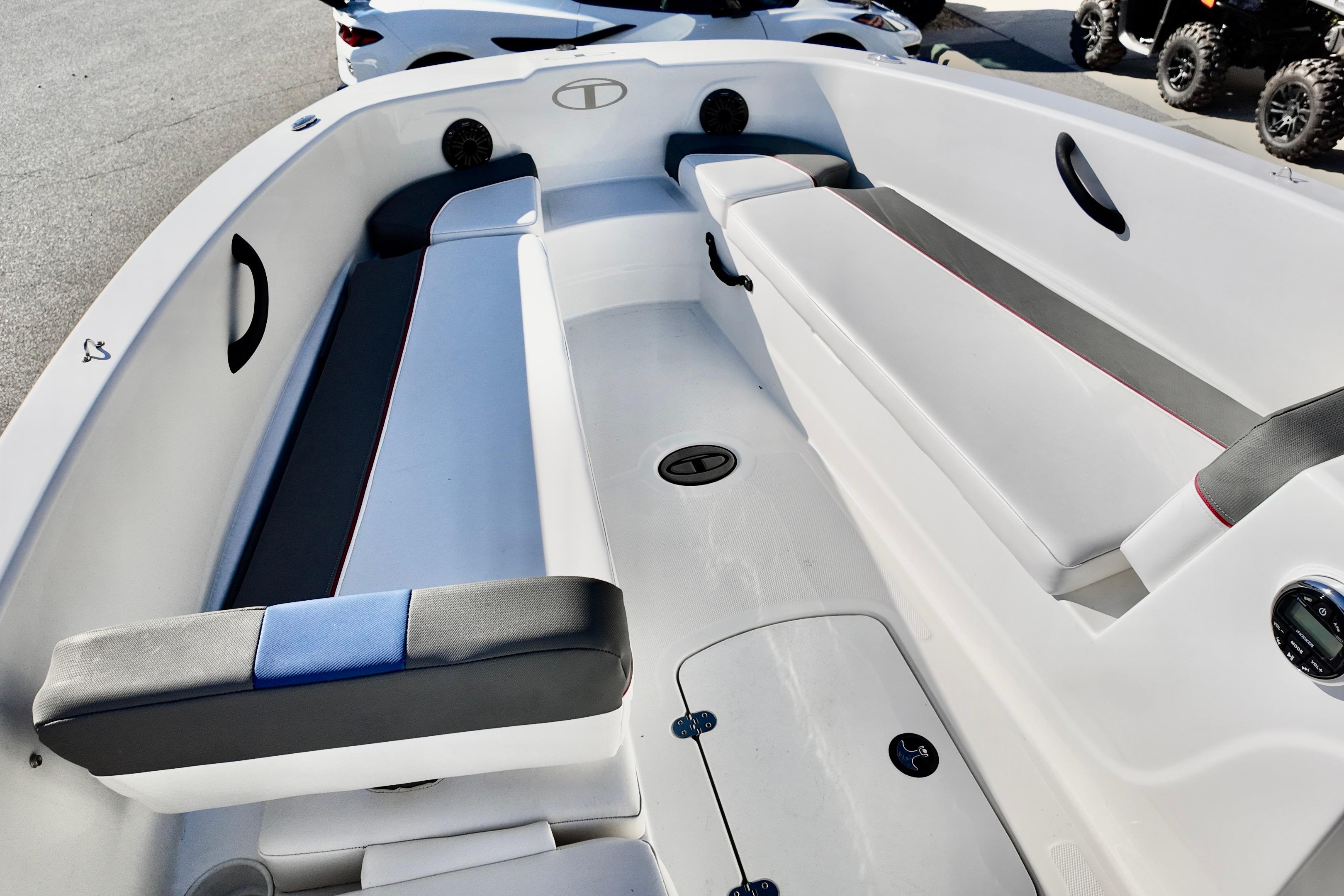 2024 Tahoe T18 boat interior with sleek seating and modern design.